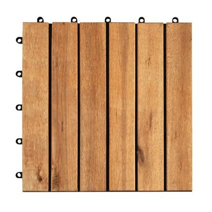 Front. Costway - Costway 12" x 12" Acacia Wood Interlocking Deck Tiles, 27 PCS Waterproof Flooring Tiles - Natural.