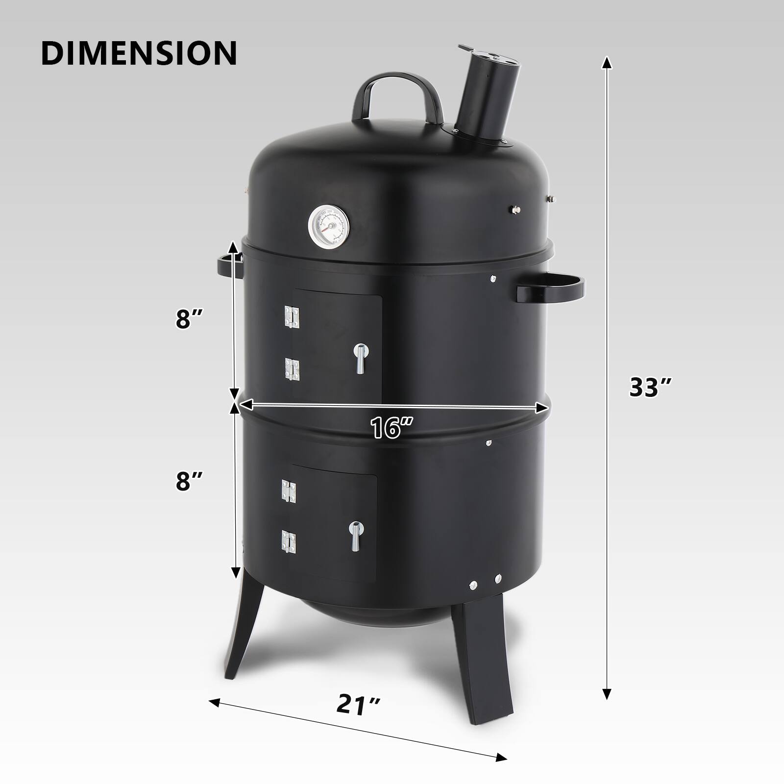 DIMENSION  
8"  
16"  
33"  
8"  
21"