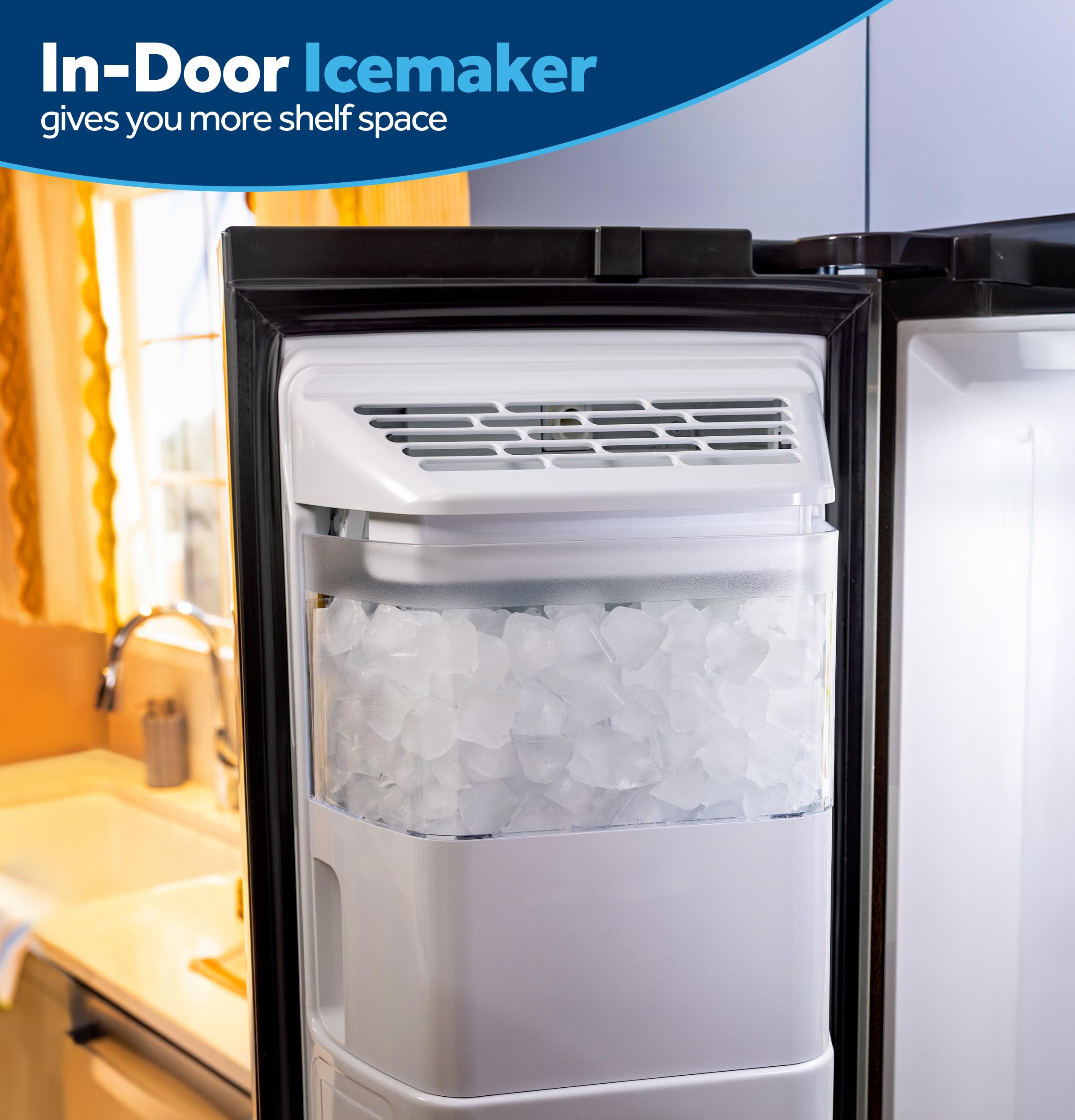 In-Door Icemaker gives you more shelf space