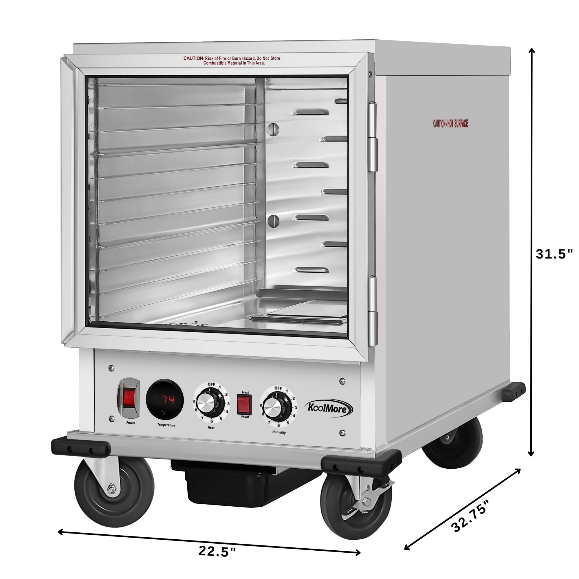 CAUTION: Risk of Fire or Burn Hazard. Do Not Store Combustible Materials In This Area.

CAUTION - HOT SURFACE

KoolMore

22.5" x 32.75" x 31.5"