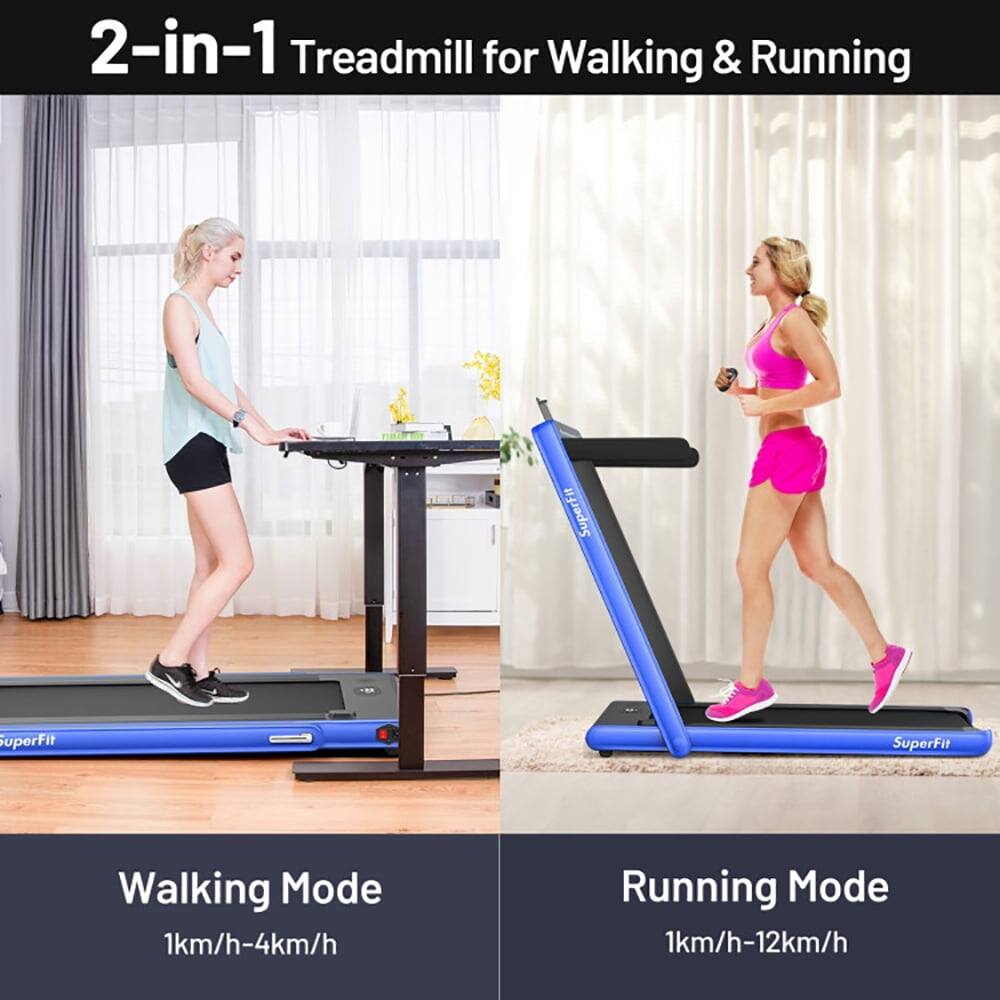 2-in-1 Treadmill for Walking & Running

Walking Mode
1km/h-4km/h

Running Mode
1km/h-12km/h