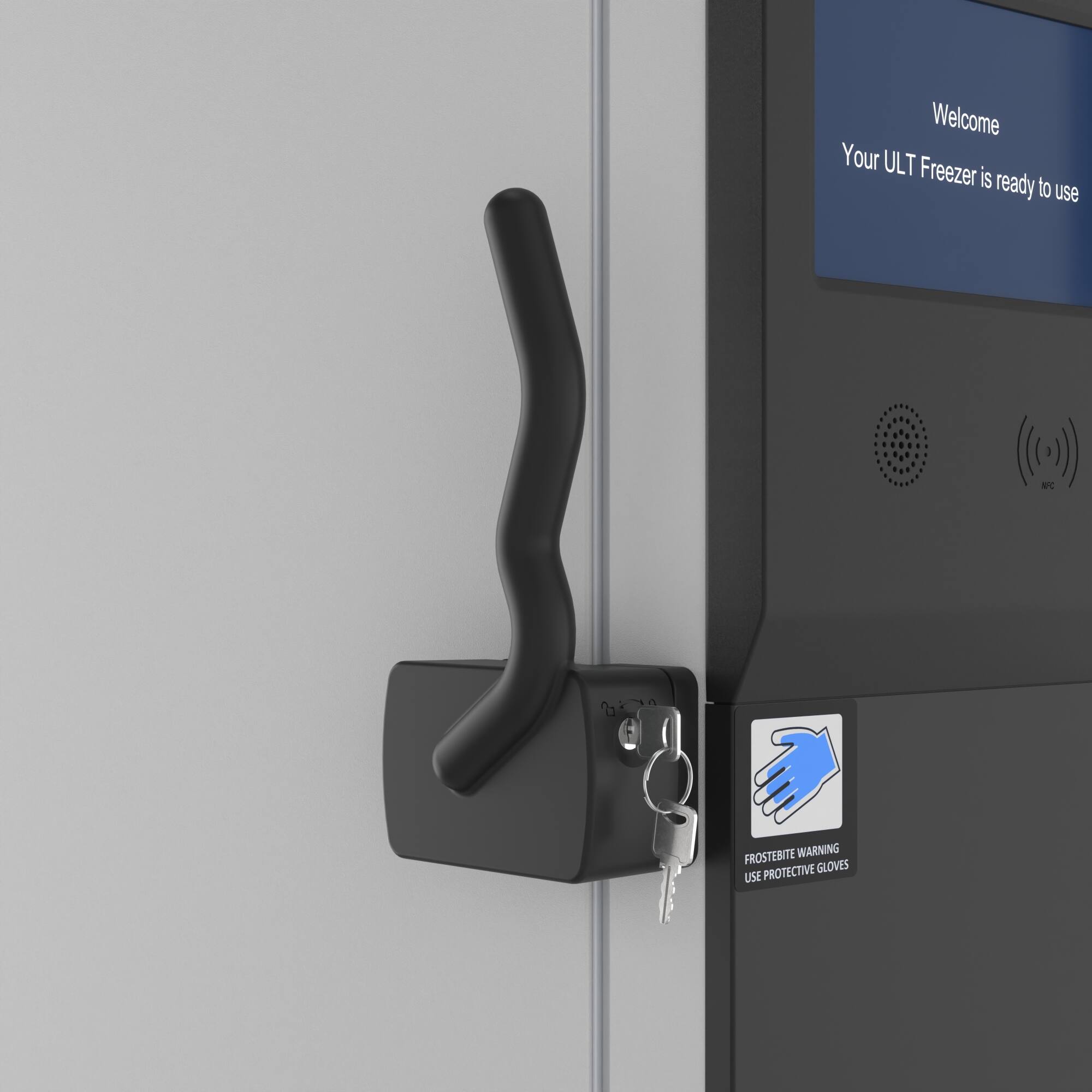 Welcome  
Your ULT Freezer is ready to use  

NFC  

FROSTBITE WARNING  
USE PROTECTIVE GLOVES