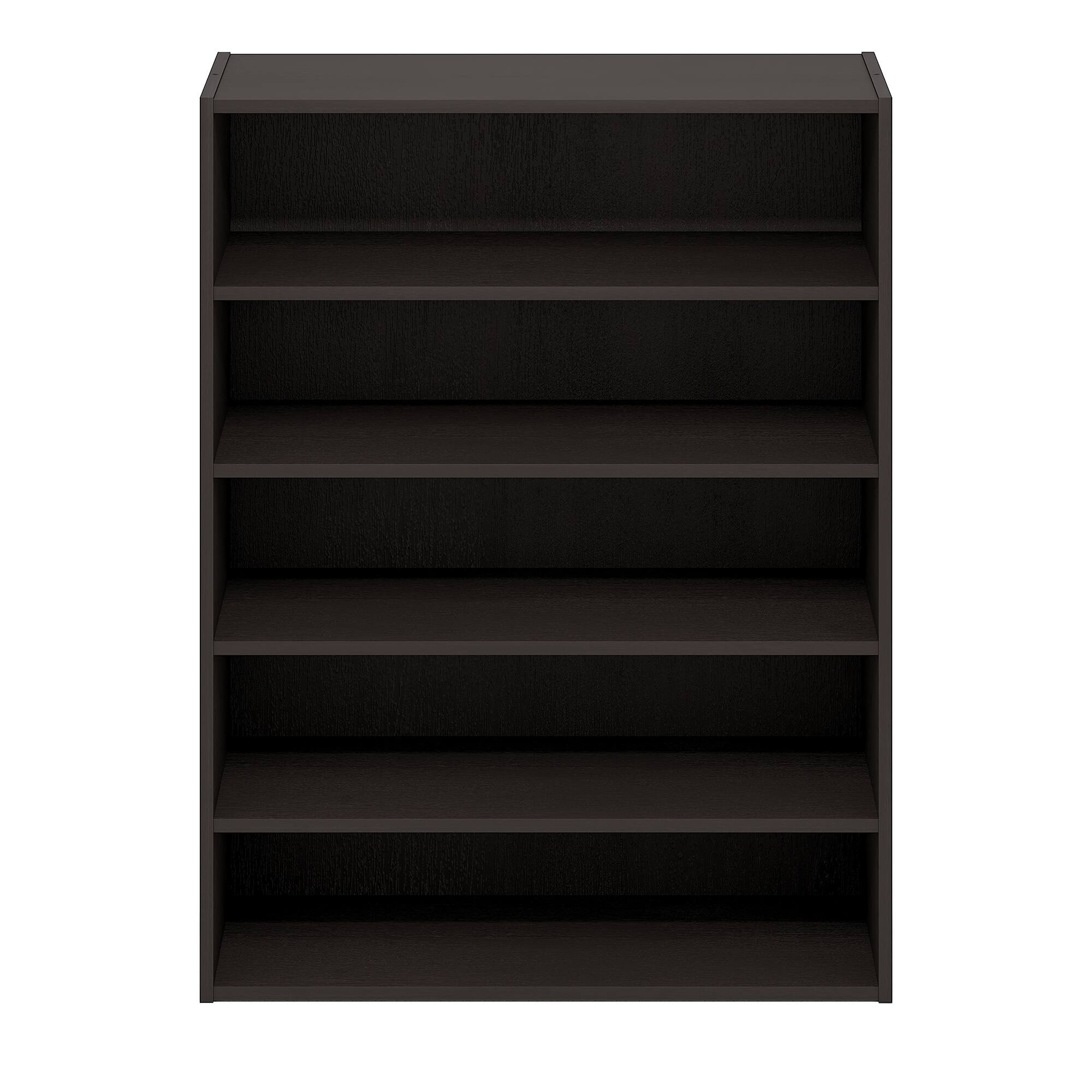 Alt View 5. Furinno - FANO Stackable Shoe Storage, Shoe Rack, 5-Tier Shoe Organizer, for Closet Entryway, Office, Garage - Black Dark Oak.