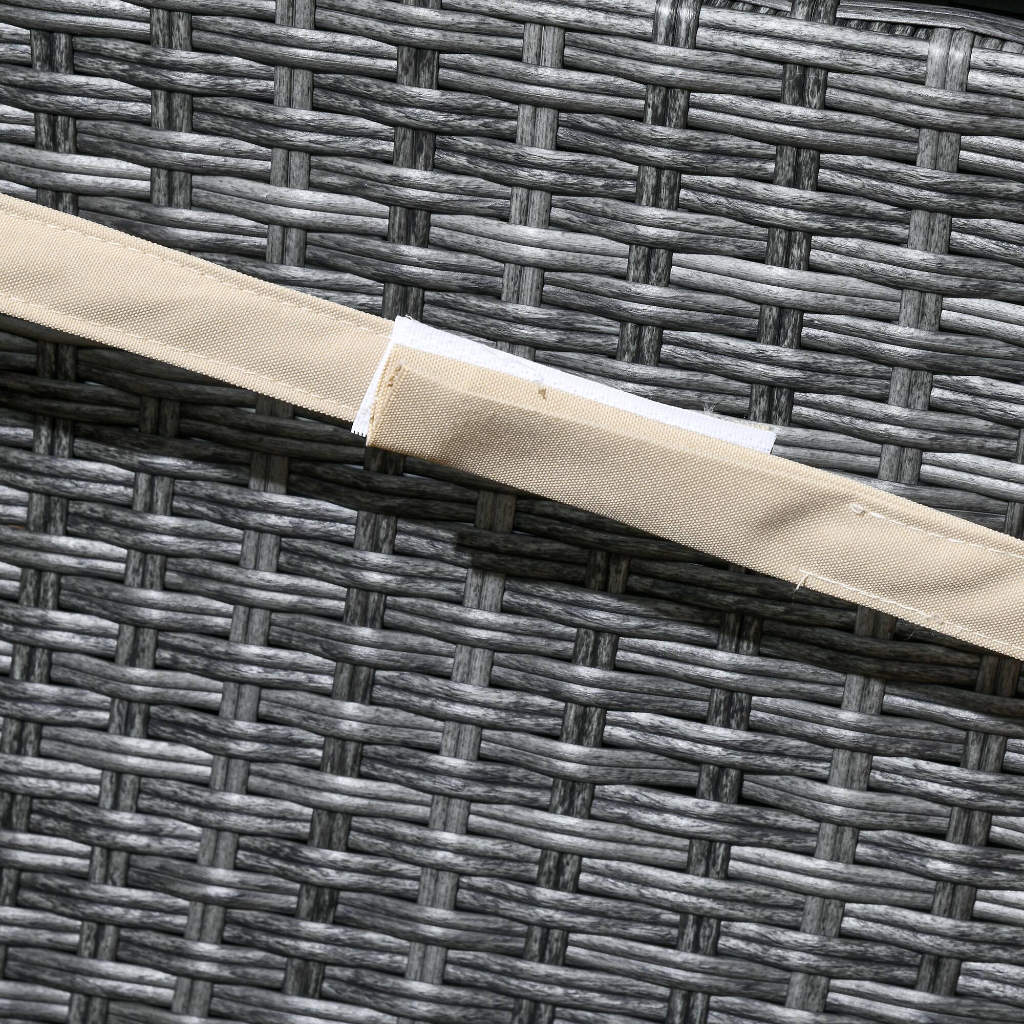 Alt View 8. Outsunny - Outdoor Recliner Chair with Cushions, PE Wicker Reclining Patio Lounge Chair with Adjustable Footrest, Armrests - Khaki.