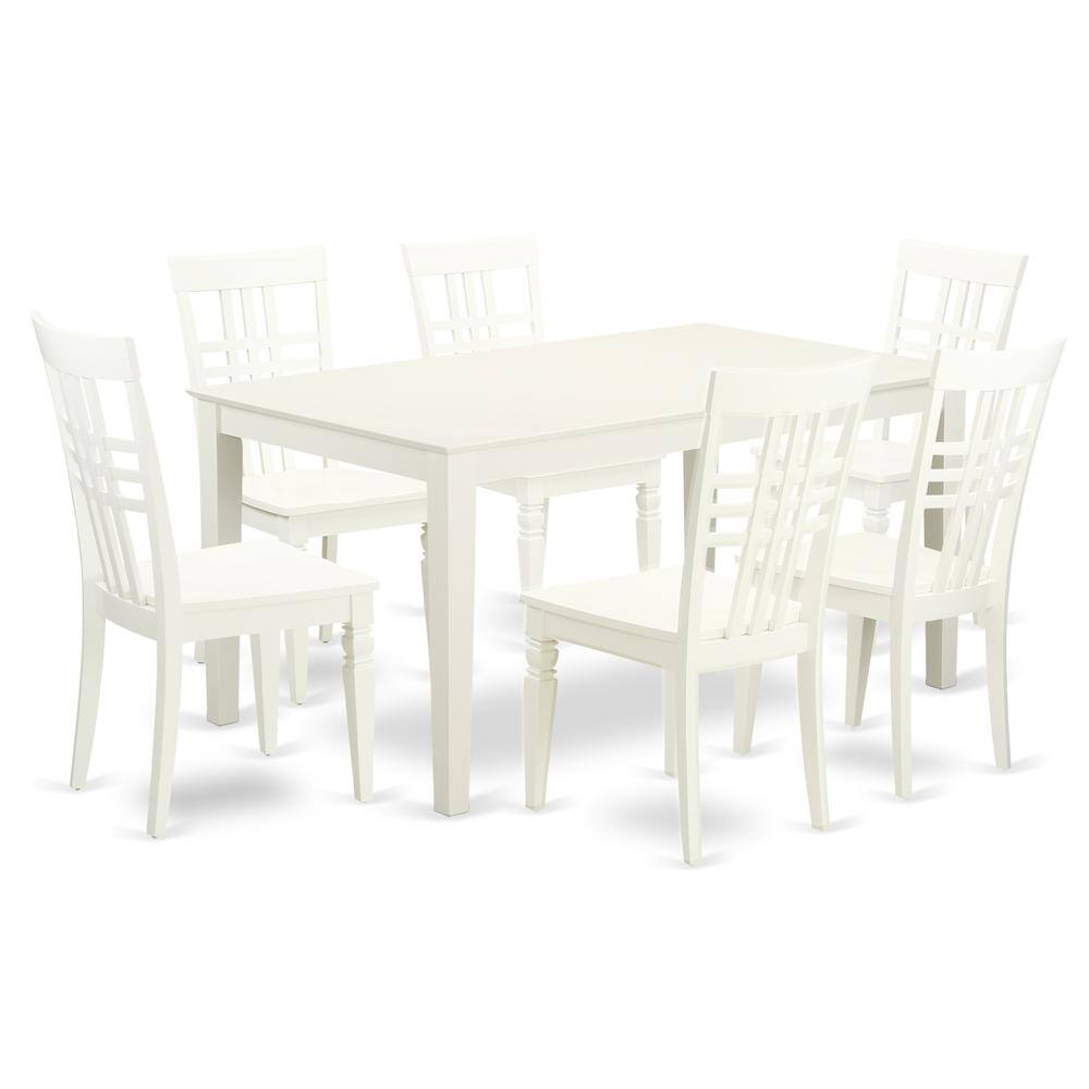 Back. East West Furniture - Dining Room Set Linen White - Brown.