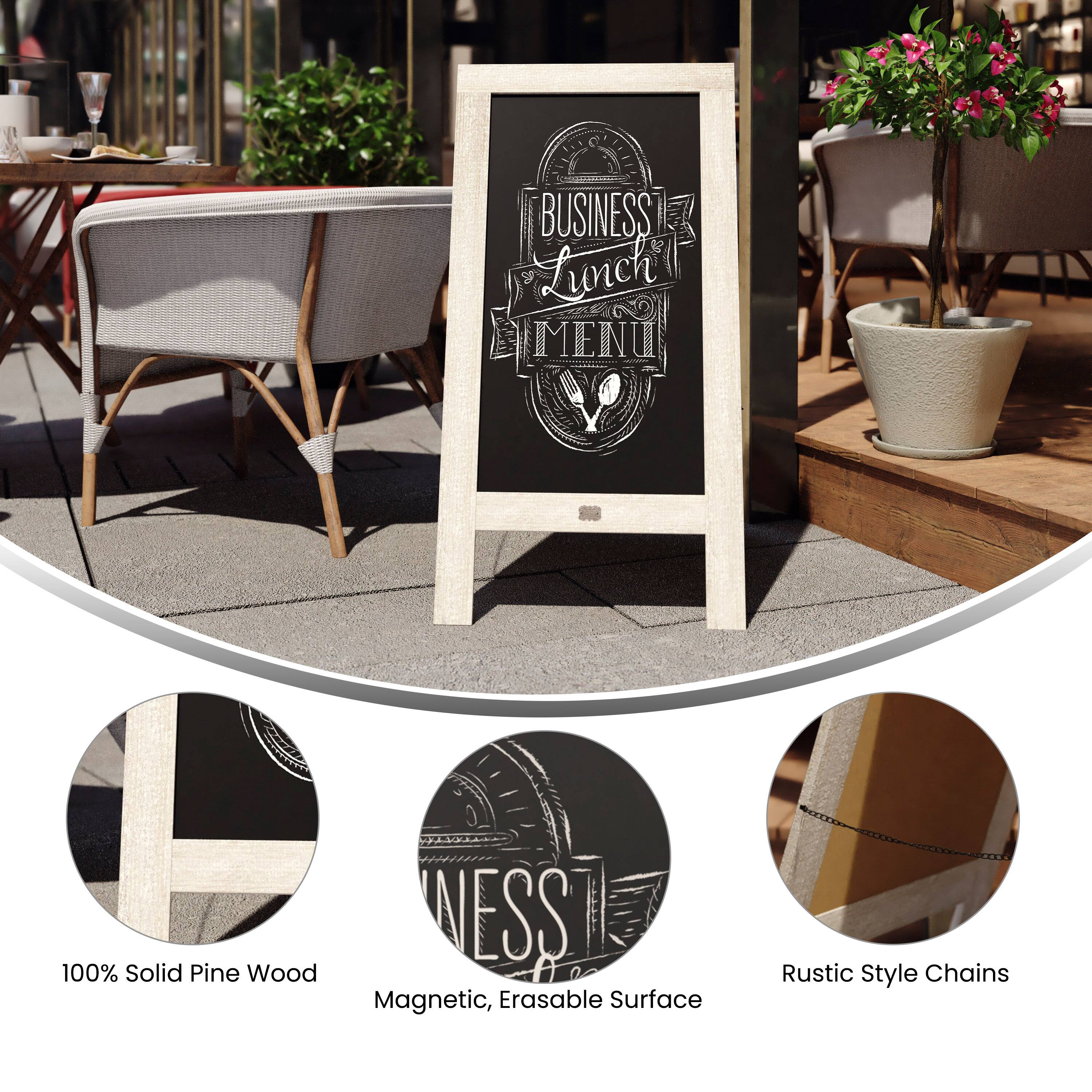 SIC BUSINESS' Lunch MENU - 100% Solid Pine Wood NESS Magnetic, Erasable Surface Rustic Style Chains