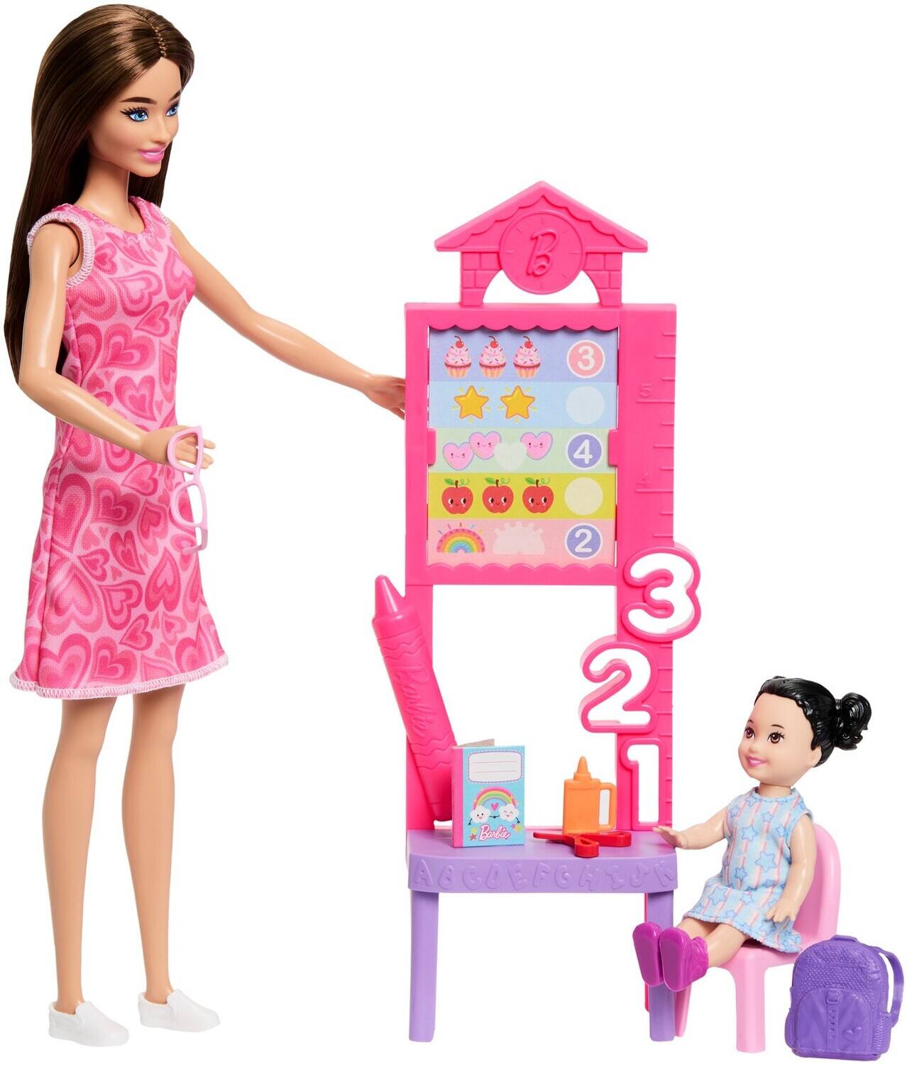 Front. Mattel - Barbie Careers Teacher Playset with 2 Dolls, Brunette   - COLLECTIBLES - Multicolor.