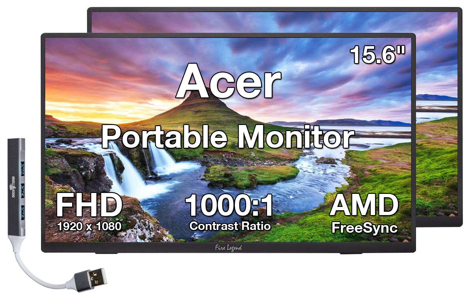 "Acer - 15.6"" FHD IPS Portable Monitor, 6ms Response Time, Anti-Glare, 250 nits Brightness, AMD FreeSync & DKZ Hub 2 Pack - Black" price history on PriceWatchPro
