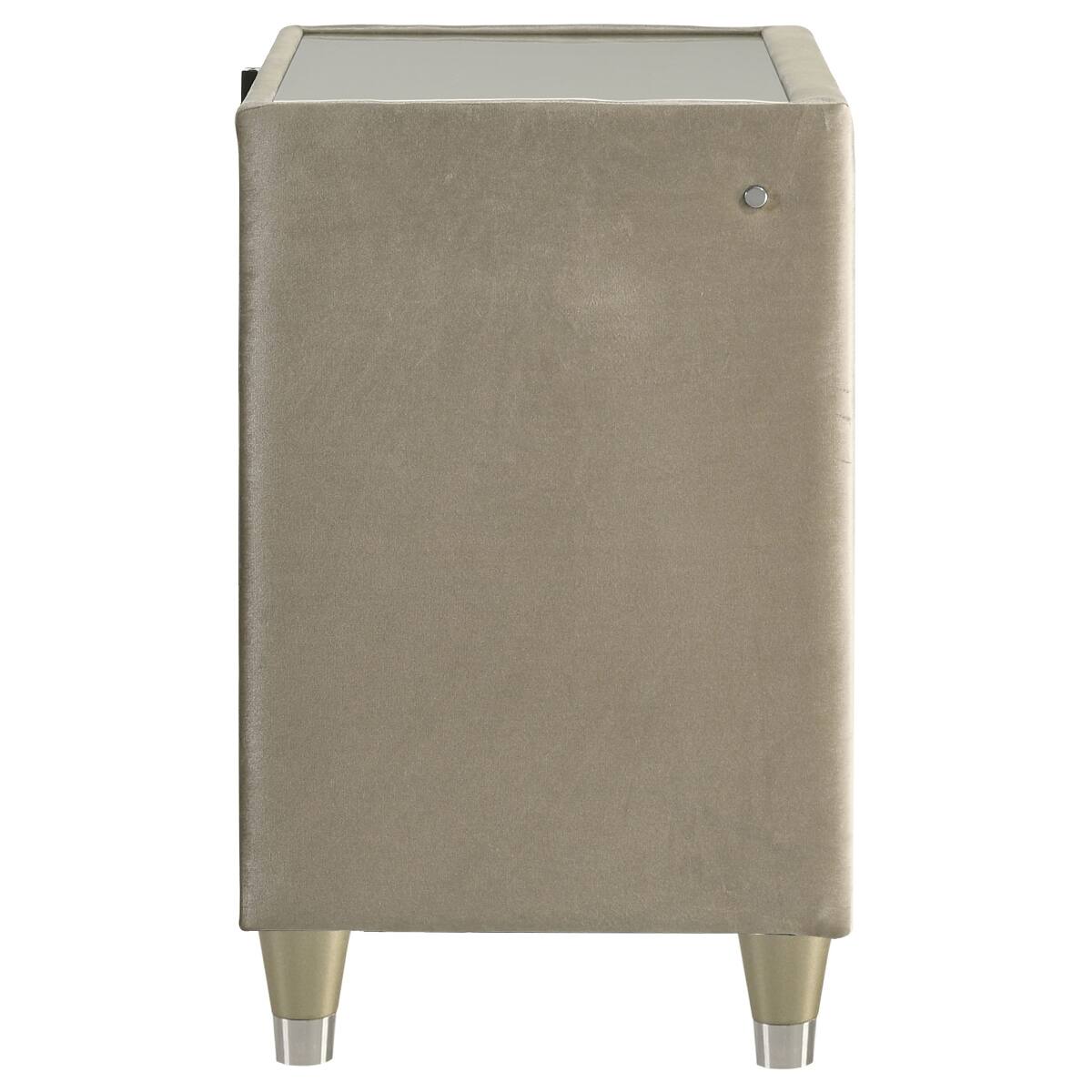 Alt View 2. Loheer - Loheer LED Nightstand with USB-A and USB-C Ports, Ivory and Camel Velvet, 2 Drawers - Ivory and Camel.