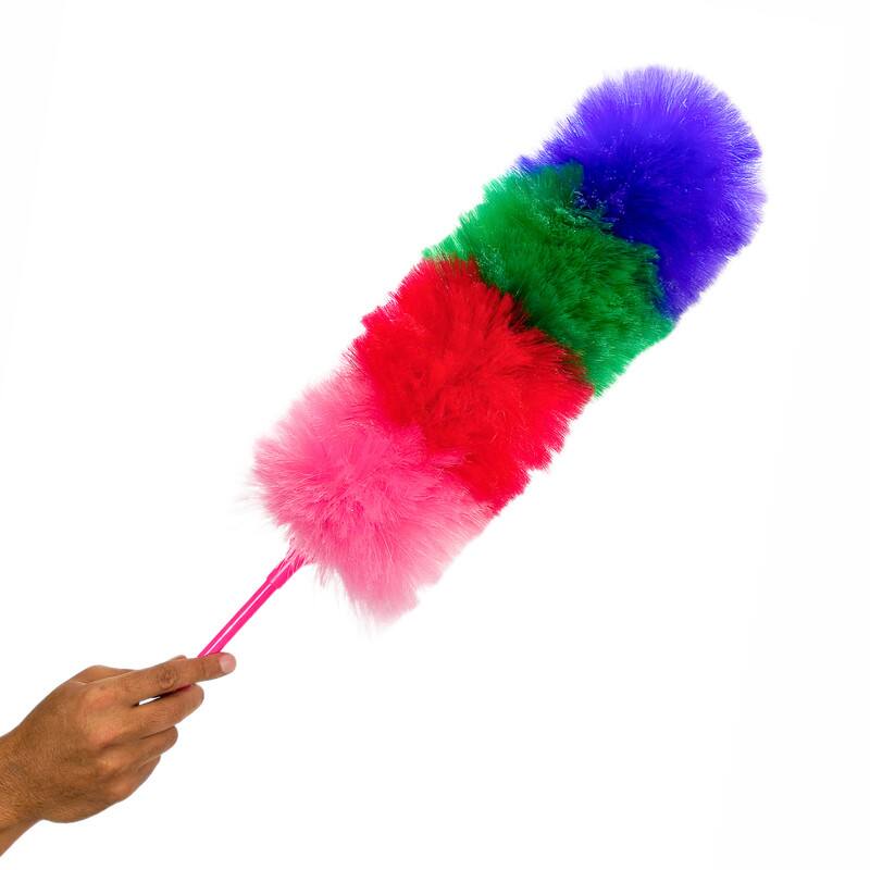 Left. Kitchen + Home - Large Static Duster - 27" Inch Electrostatic Feather Duster - Peacock - multicolor.