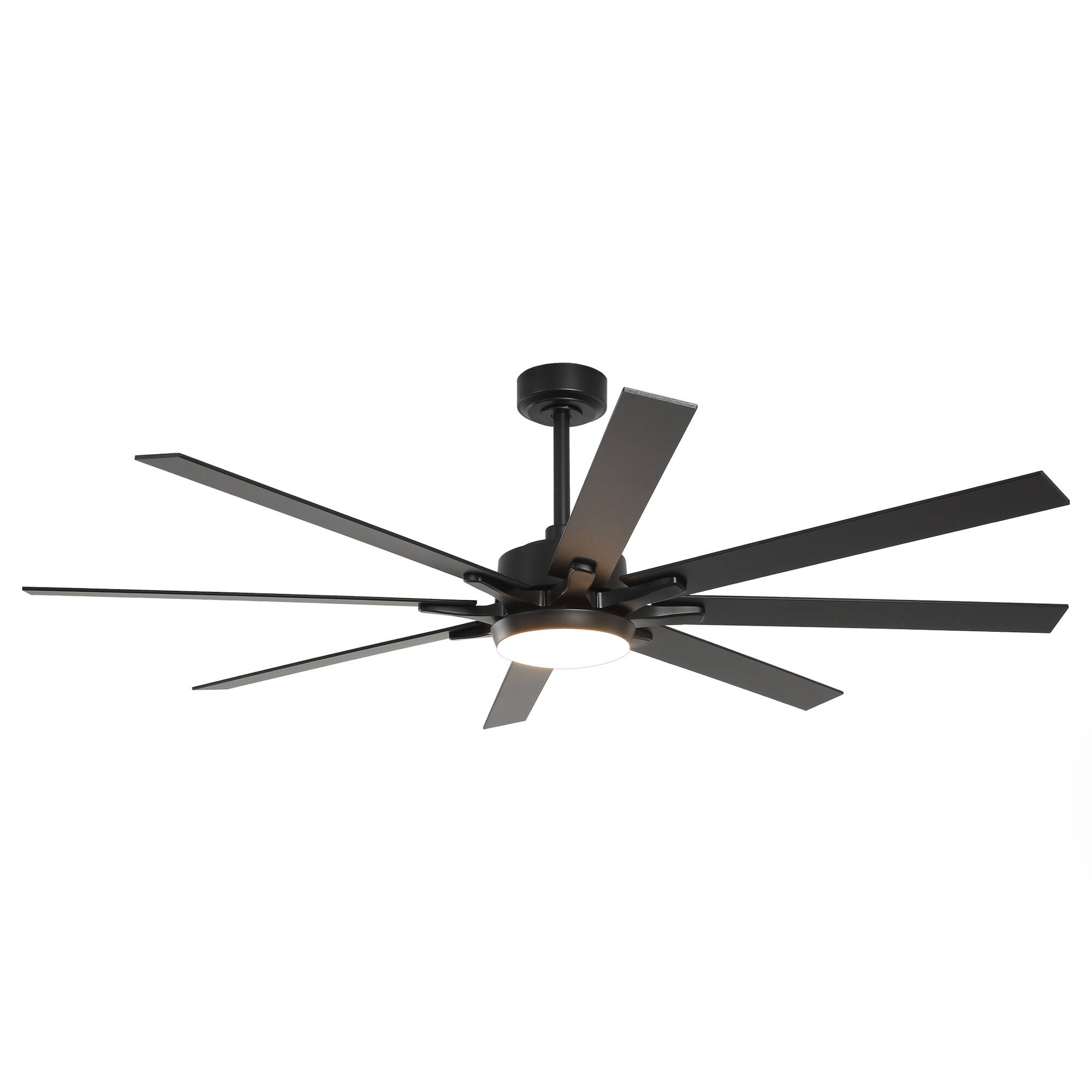 Alt View 2. Parrot Uncle - 65-inch Indoor LED Ceiling Fan with Light and Remote Control, 8 Reversible Blades, DC Reversible Motor - Black.