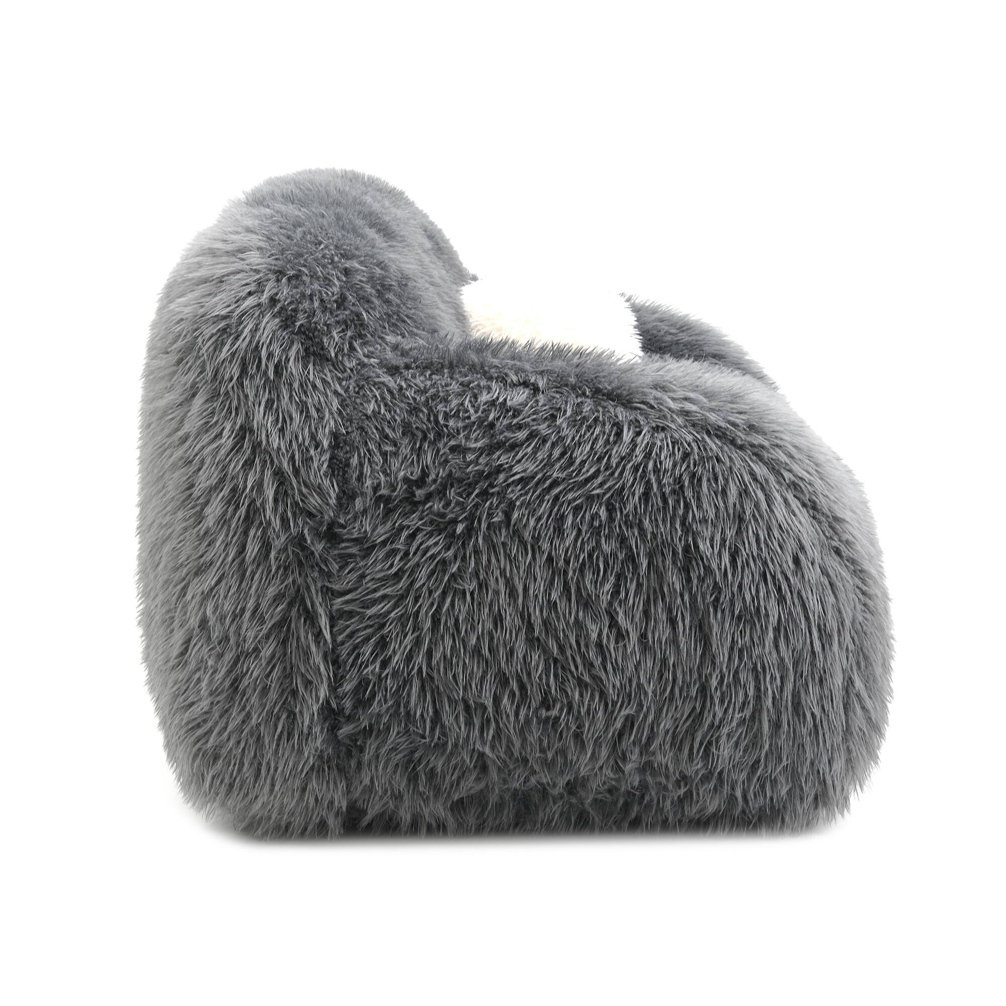 Alt View 1. Vaczon - Faux Fur Loveseat Sofa Cozy Shaggy Plush Chair for Home Apartment or Lounge Area with Accent Pillows - Dark Gray.