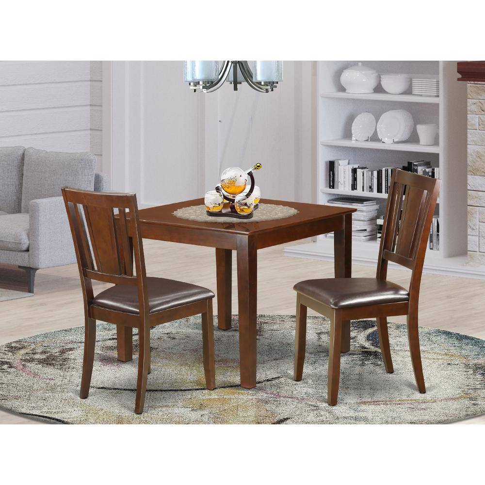 Back. East West Furniture - 3 Pcsmall Kitchen Table set with a Dining Table and 2 Dining Chairs in Mahogany - Mahogany.