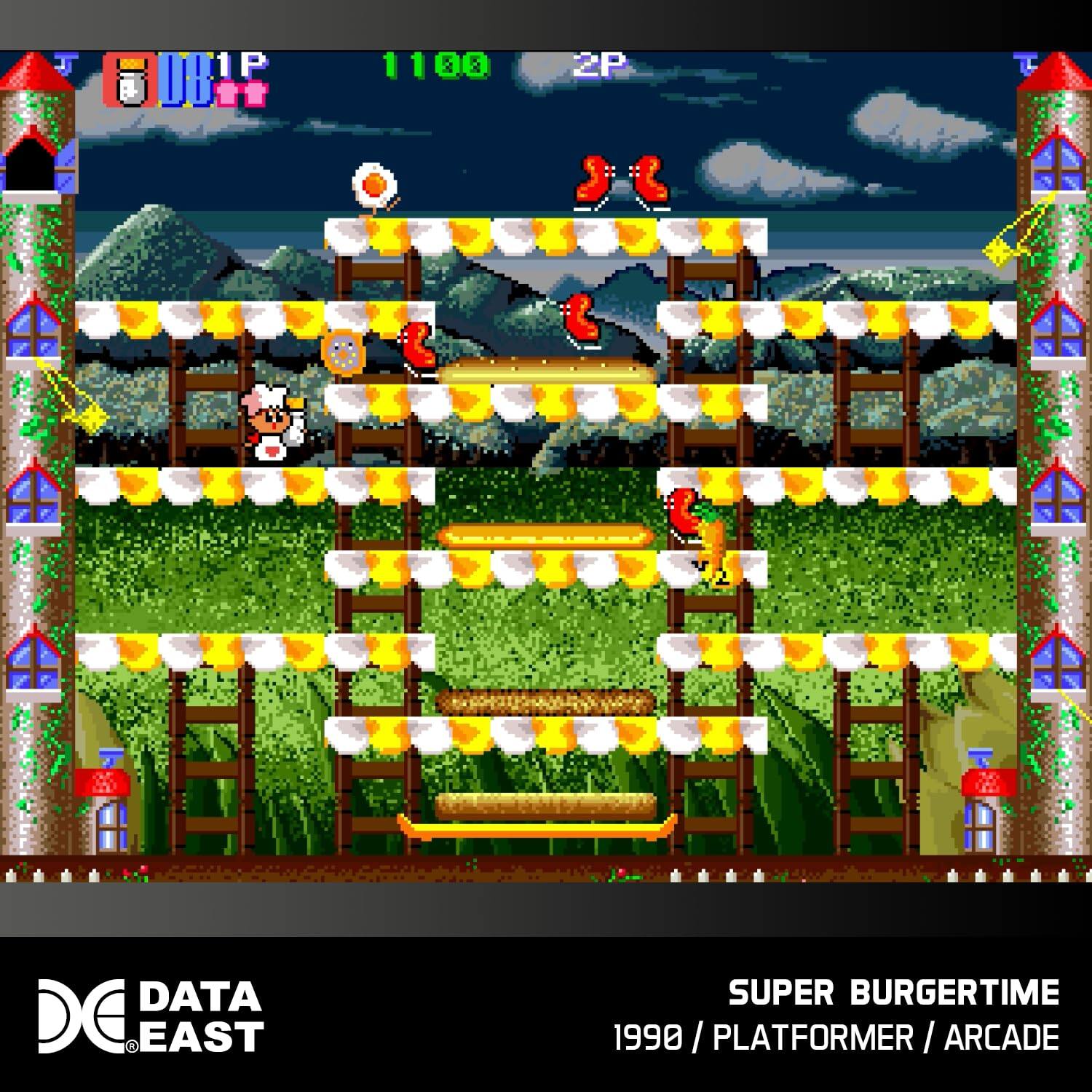 00R 1 1 00 2P, DATA EAST SUPER BURGERTIME 1990 / PLATFORMER / ARCADE