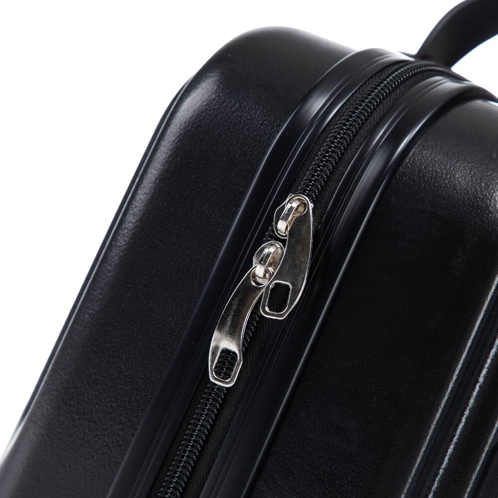 Left. Ropilly - Ropilly 2 Piece Luggage Set Front Opening Carry On Luggage 20 Inch Hard Shell Suitcase Black - Black.