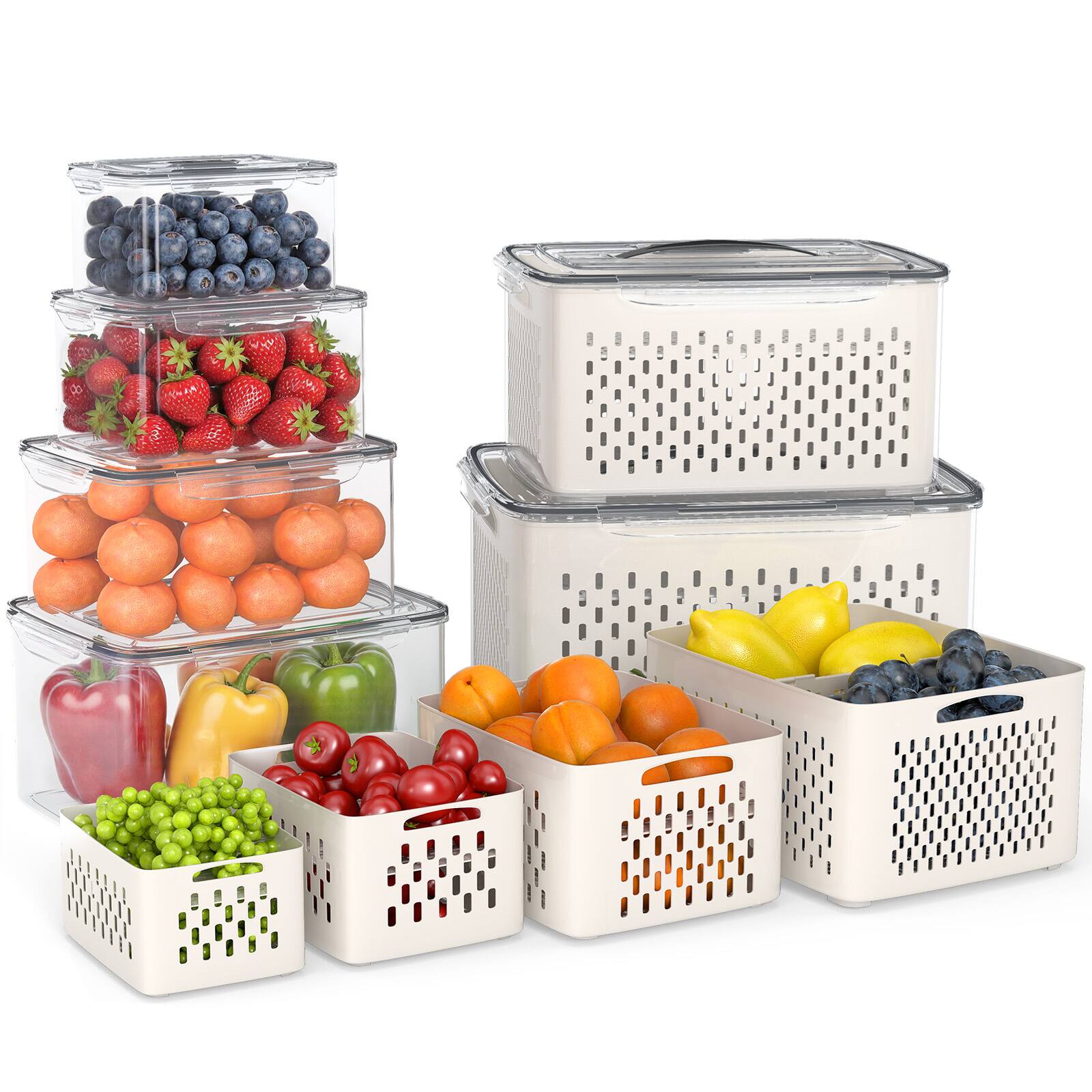 Sugift - 6 Piece Food Storage Container Set with Colander and Divider Plates