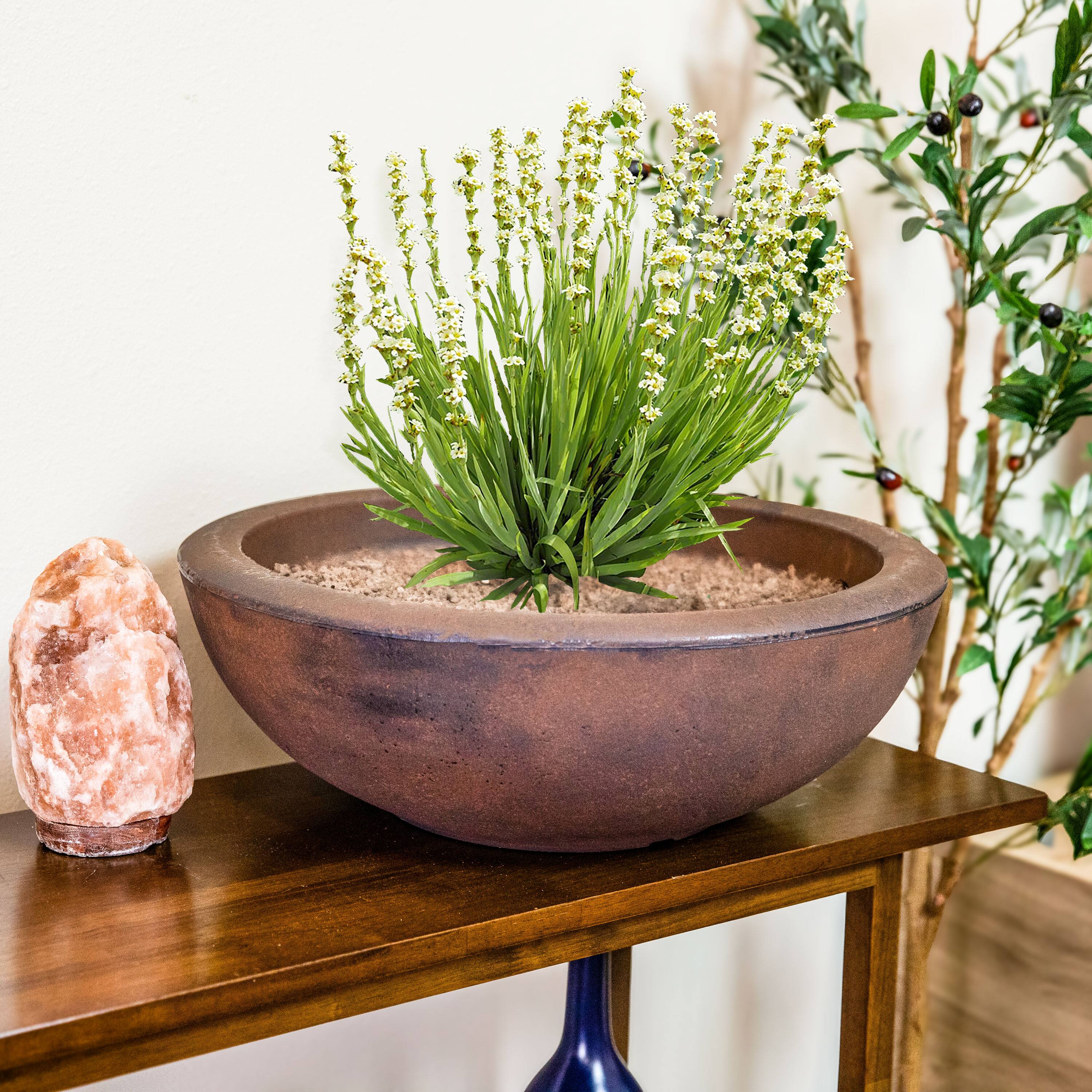 Alt View 1. Sunnydaze - 20.75 in Percival Round Polyresin Outdoor Planter - Rust.