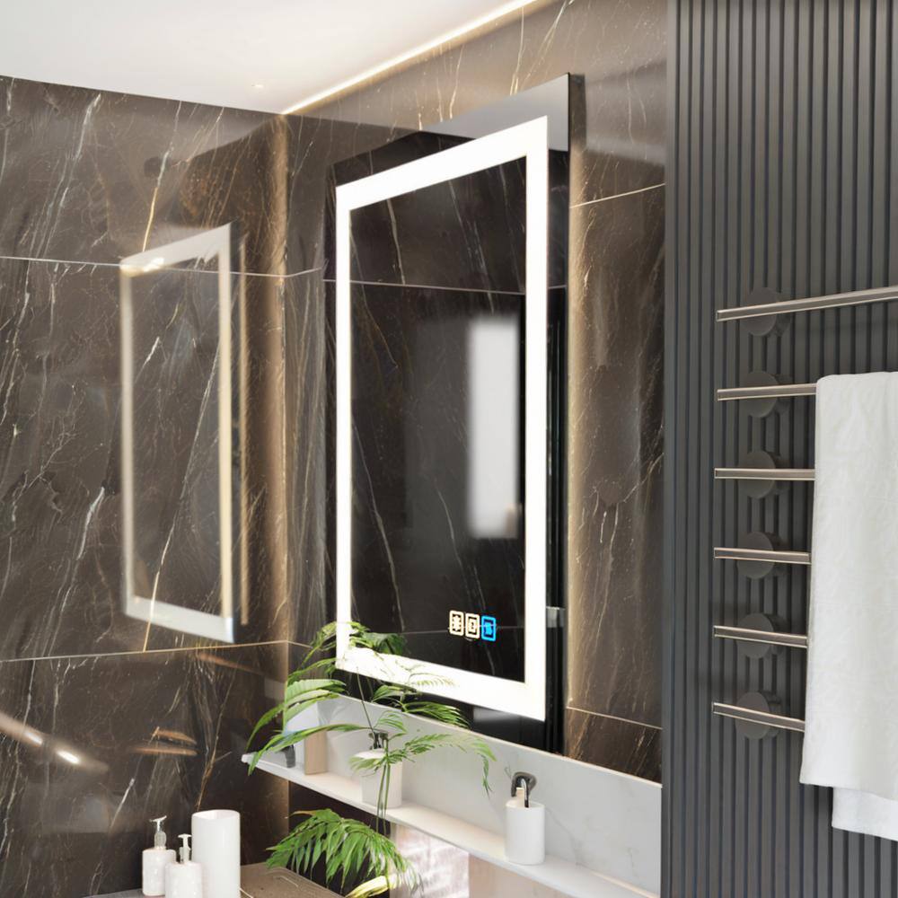 Alt View 1. Loheer - Loheer LED Bathroom Mirror, Touch Control, 3 Color Temperature, Anti-Fog, Dimmable Lighted Vanity Mirror for Bathroom - Black / Silver.