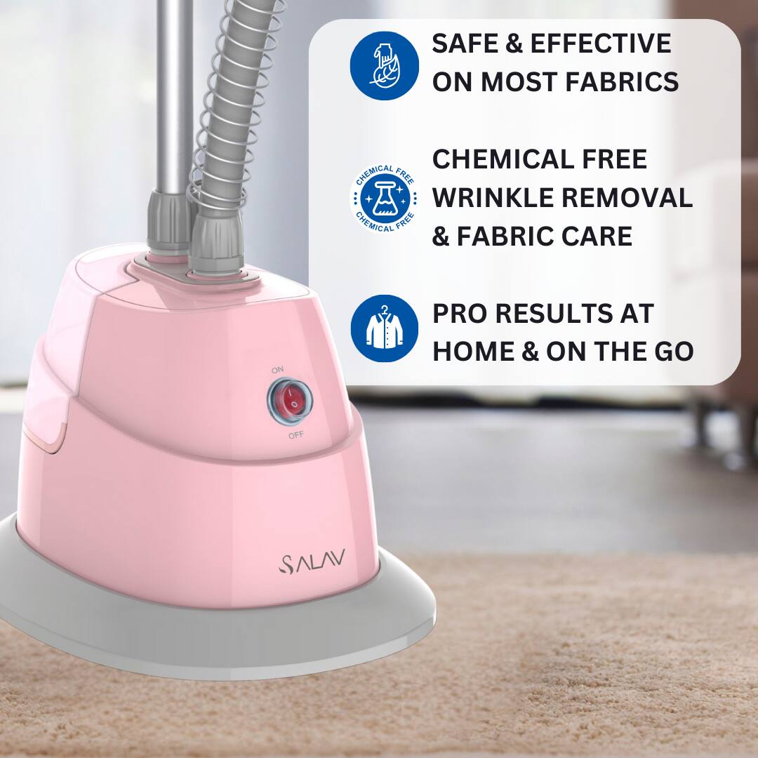 - SAFE & EFFECTIVE ON MOST FABRICS
- CHEMICAL FREE WRINKLE REMOVAL & FABRIC CARE
- PRO RESULTS AT HOME & ON THE GO