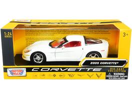 2005 Chevrolet Corvette C6 White with Red Interior "History of Corvette" Series 1/24 Diecast Model Car by Motormax - White and Red
