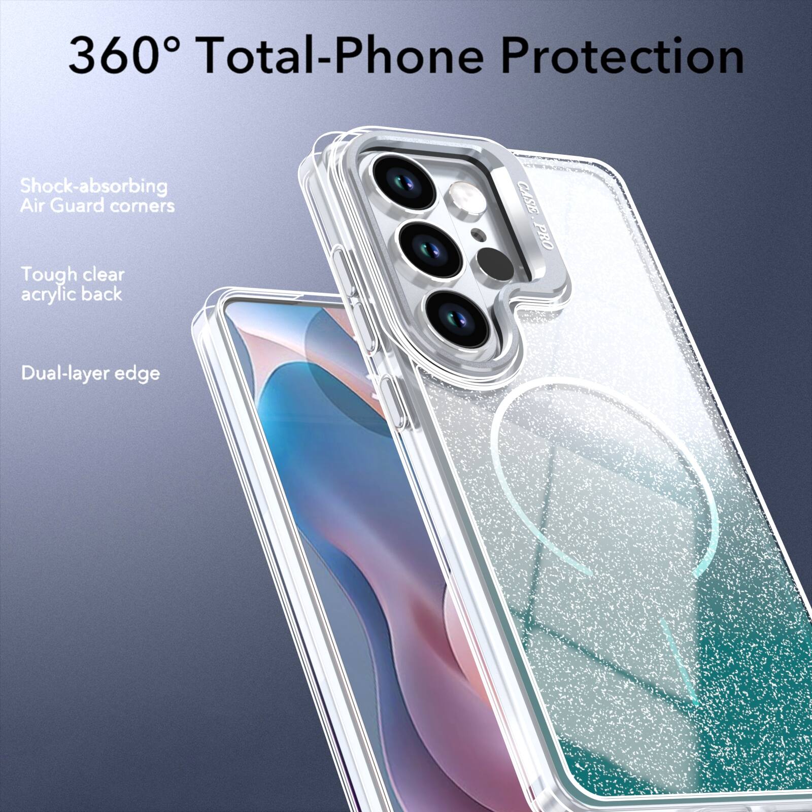 360° Total-Phone Protection

Shock-absorbing Air Guard corners

Tough clear acrylic back

Dual-layer edge
