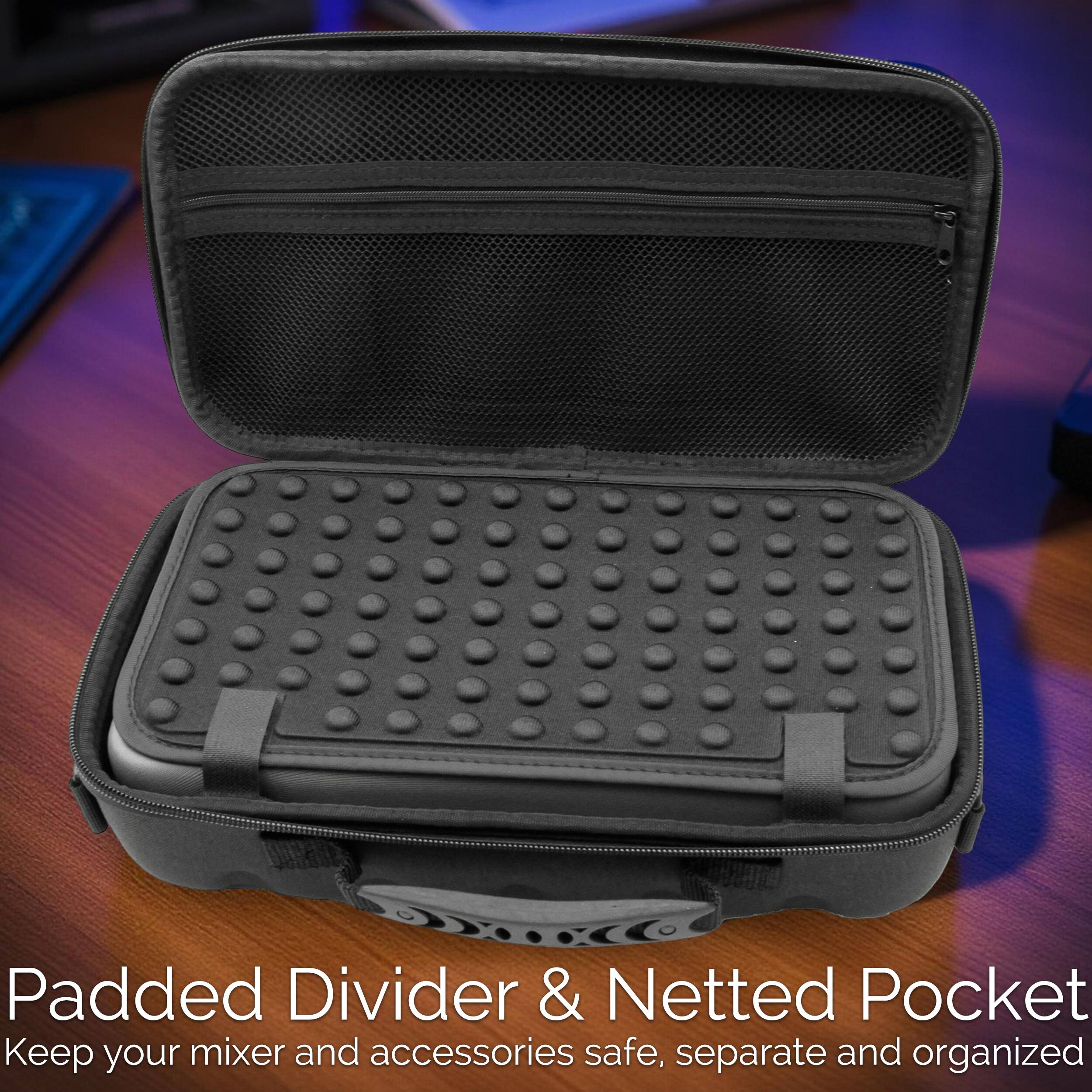 Padded Divider & Netted Pocket  
Keep your mixer and accessories safe, separate and organized
