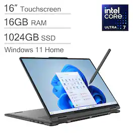 Lenovo - Yoga 7i 2-in-1 16" WUXGA Touchscreen Laptop - Intel Core Ultra 7 155U 2023 - Yoga Pen - 16GB Memory - 1TB SSD - Yoga Pen - Storm Grey