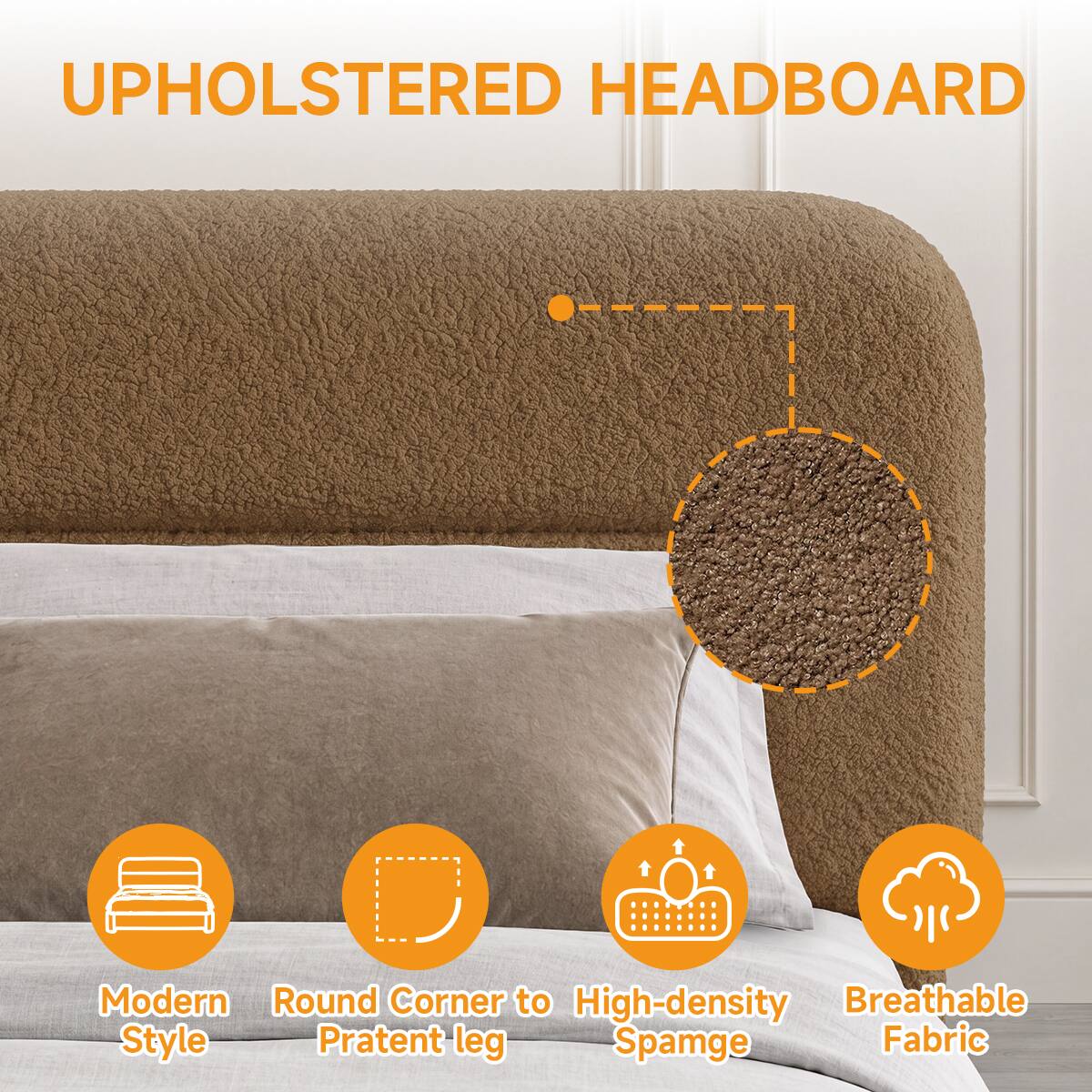 UPHOLSTERED HEADBOARD

Modern Round Corner to High-density Breathable Style Pratent leg Spunge Fabric