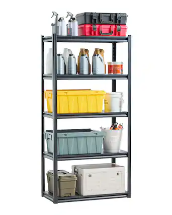 Front. VEVOR - Storage Shelves, 2000 lbs, 5 Tier Garage Storage Shelving, 18" D x 36" W x 72" H Adjustable Metal Shelves - Black.