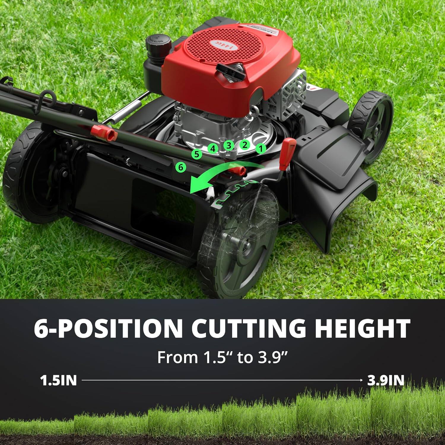 JPPL 6-POSITION CUTTING HEIGHT  
From 1.5" to 3.9"  
1.5IN  
3.9IN