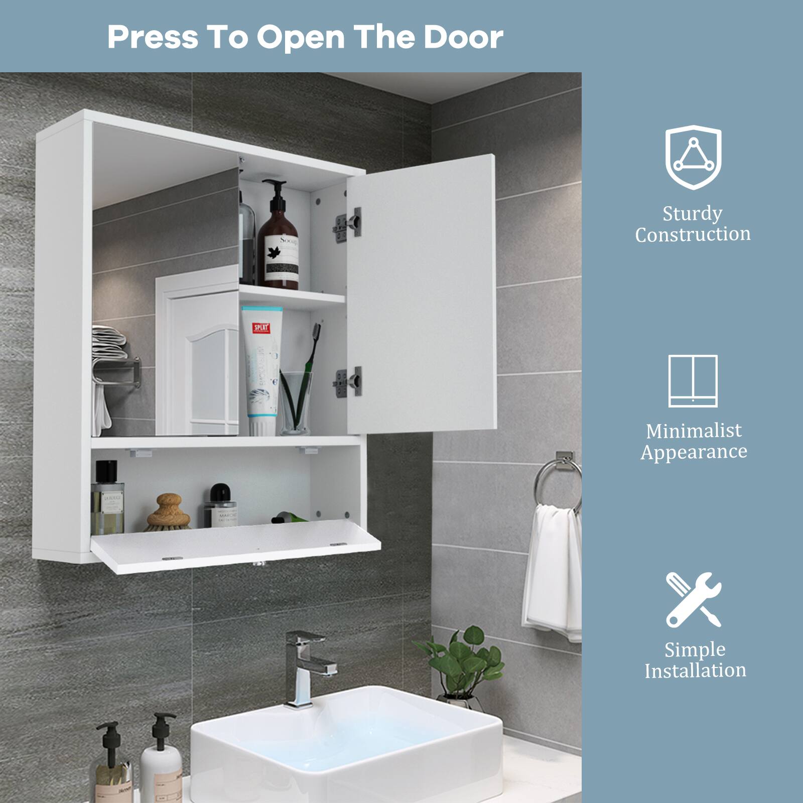 Press To Open The Door: Sturdy Construction, Minimalist Appearance, Simple Installation