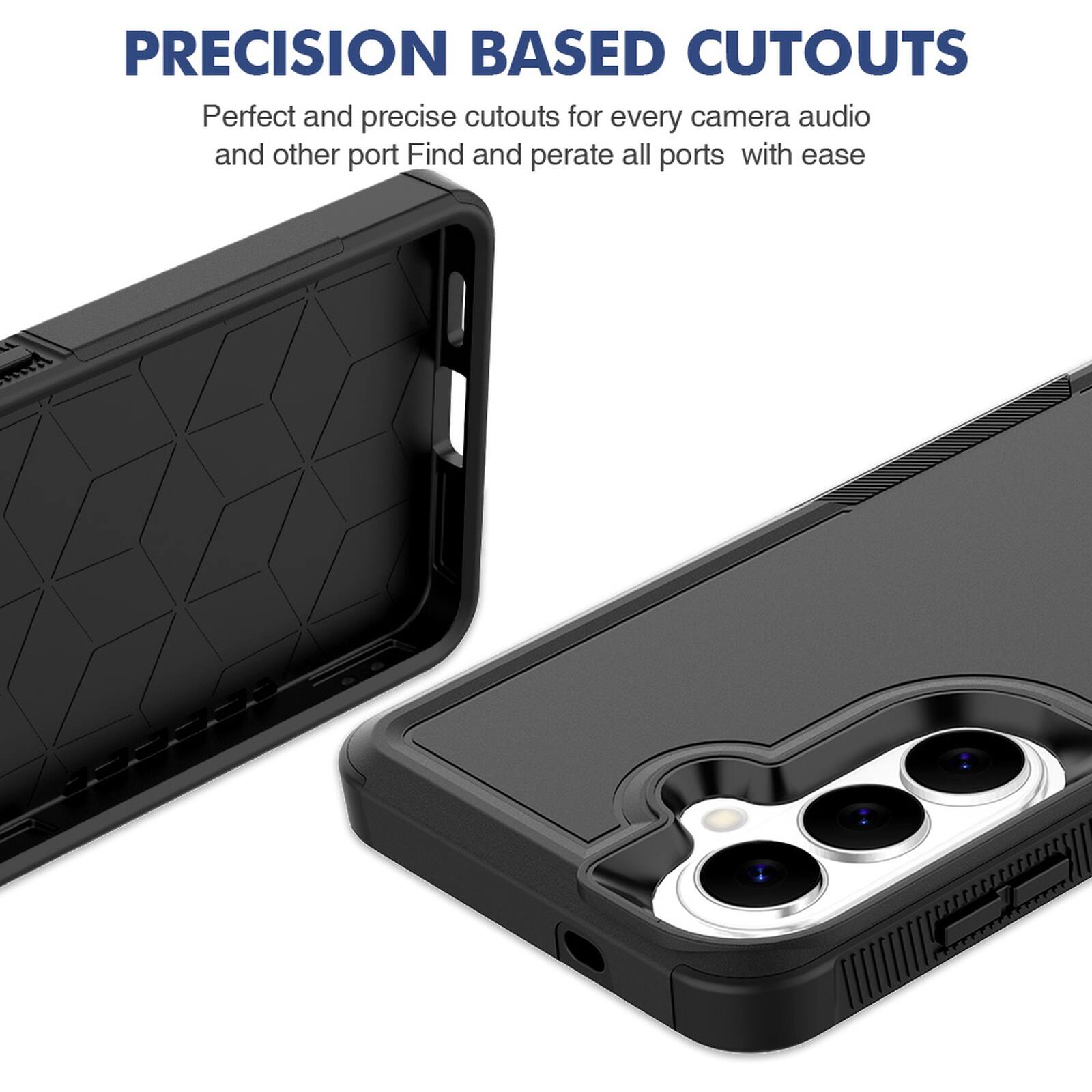 PRECISION BASED CUTOUTS  
Perfect and precise cutouts for every camera, audio, and other port. Find and operate all ports with ease.