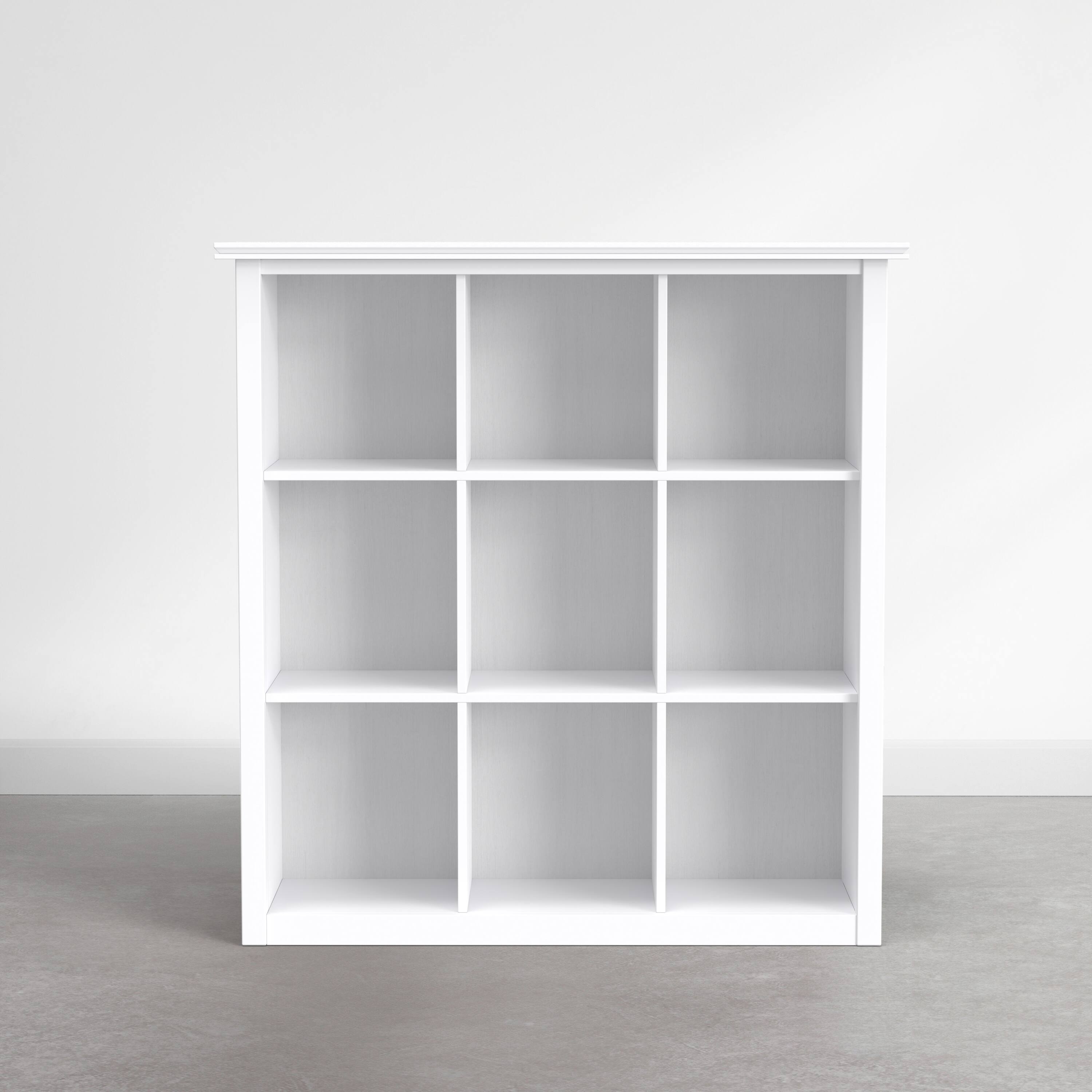Alt View 2. Simpli Home - Artisan 45 inch Tall Solid Wood 9-Cube Bookcase, Chantilly White - Chantilly White.