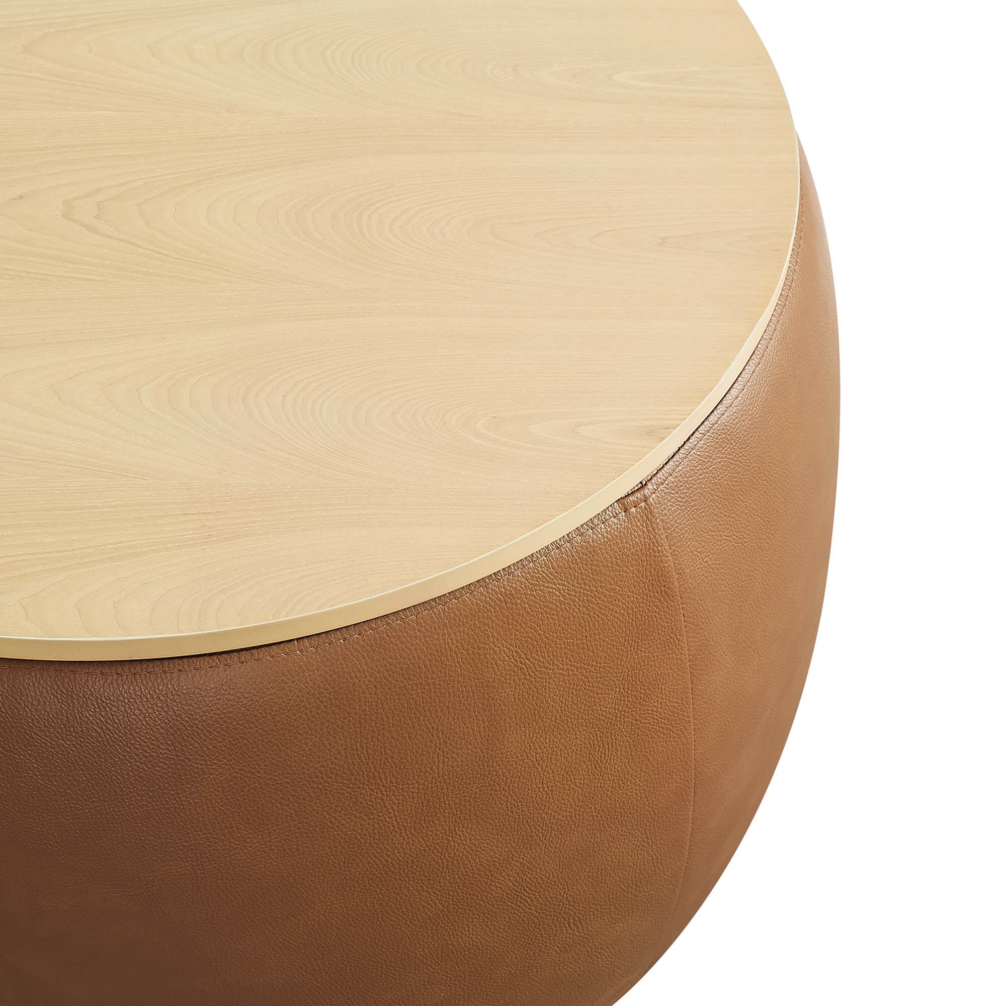 Alt View 5. Modway - Perla Round Vegan Leather Storage Ottoman by Modway - Tan.