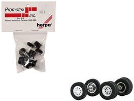 Chrome Wheel Sets (2 Front and 4 Rear) 1/87 (HO) Plastic Model by Promotex - Black