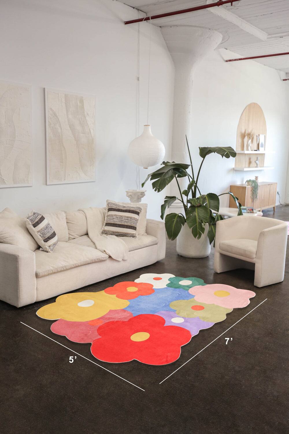 Angle. Lanyspace - Lany Space Funky Flowers Rug - Multicolor.