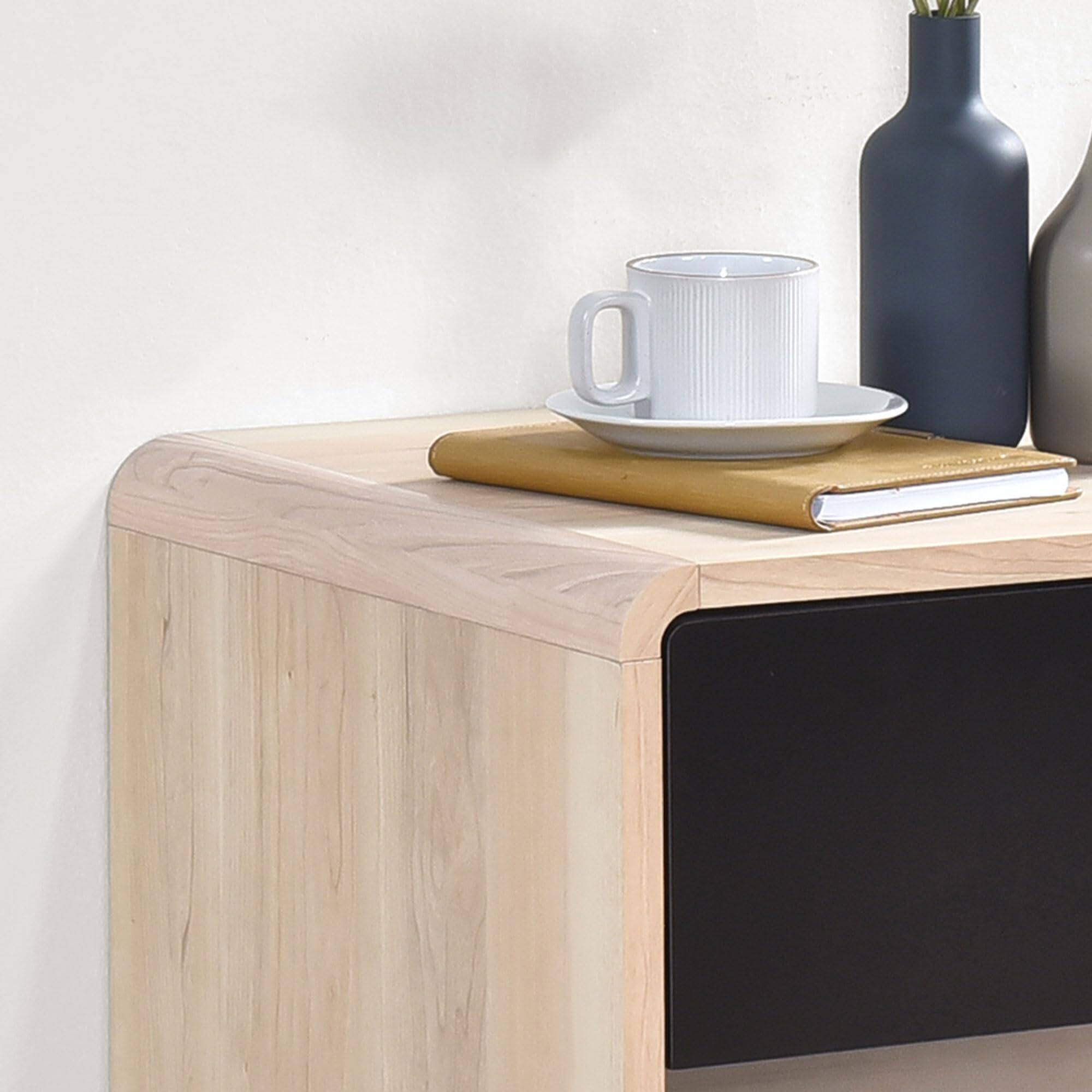 Back. Kings Brand Furniture - Kings Brand Furniture Nathan End Table with Open and Close Shelving Perfect for Living Room, Bedroom - Natural.