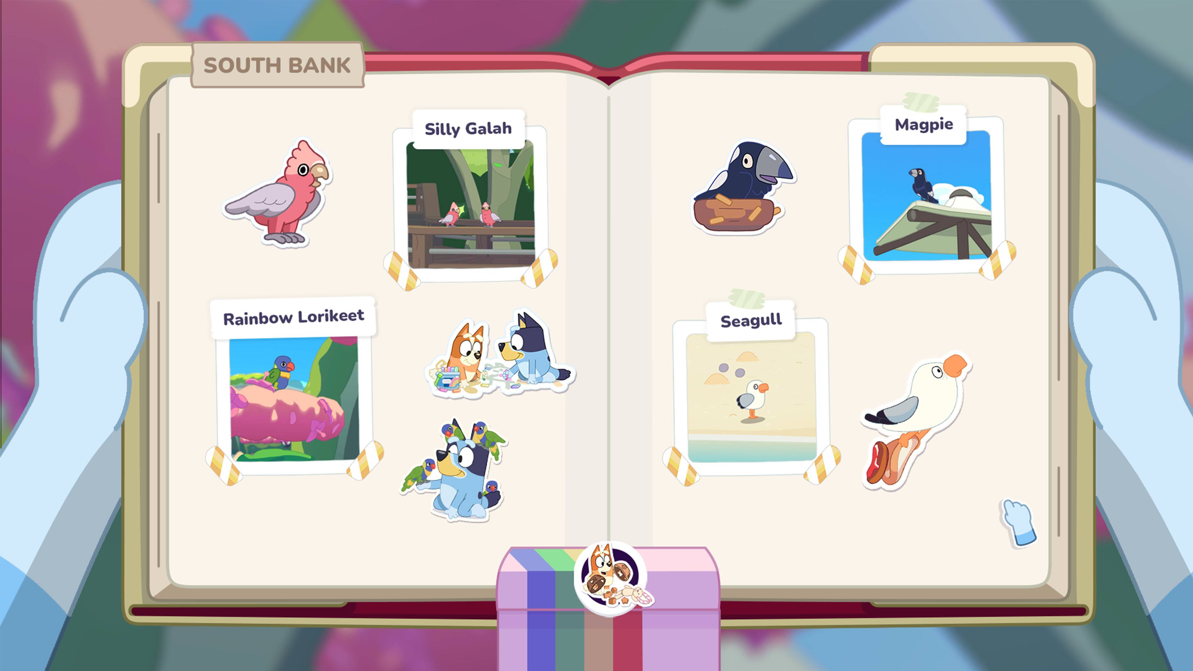 SOUTH BANK  
Silly Galah  
Rainbow Lorikeet  
Magpie  
Seagull