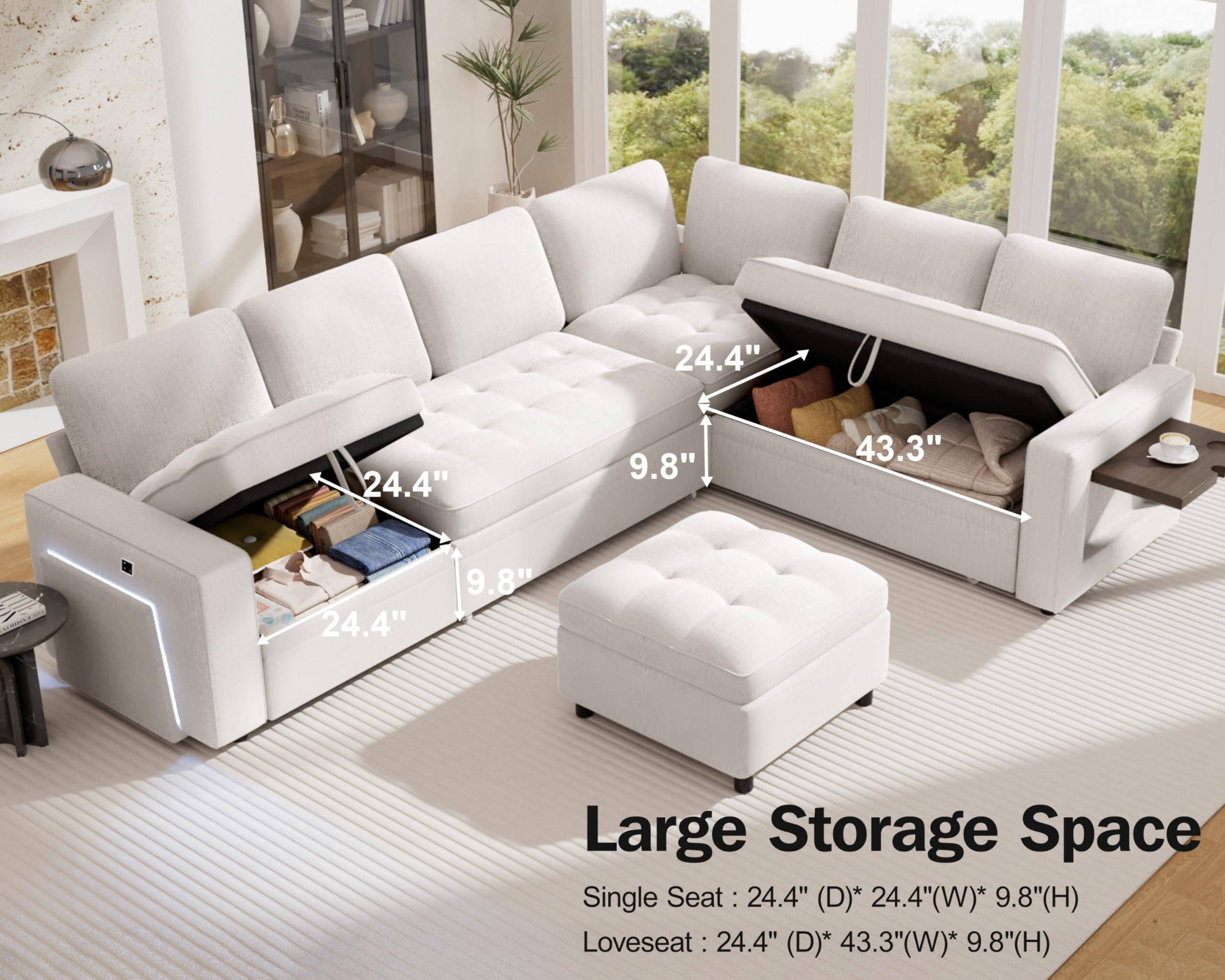 Large Storage Space

Single Seat: 24.4" (D) * 24.4" (W) * 9.8" (H)

Loveseat: 24.4" (D) * 43.3" (W) * 9.8" (H)