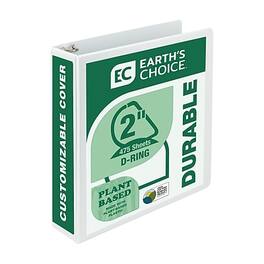 Samsill - Earth's Choice Plant-Based Durable 2" View Binders, D-Ring, Made in USA - White