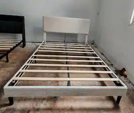 GARVEE - Full Size Corduroy Bed with Storage, Upholstered Frame, No Box Spring - Light Gray