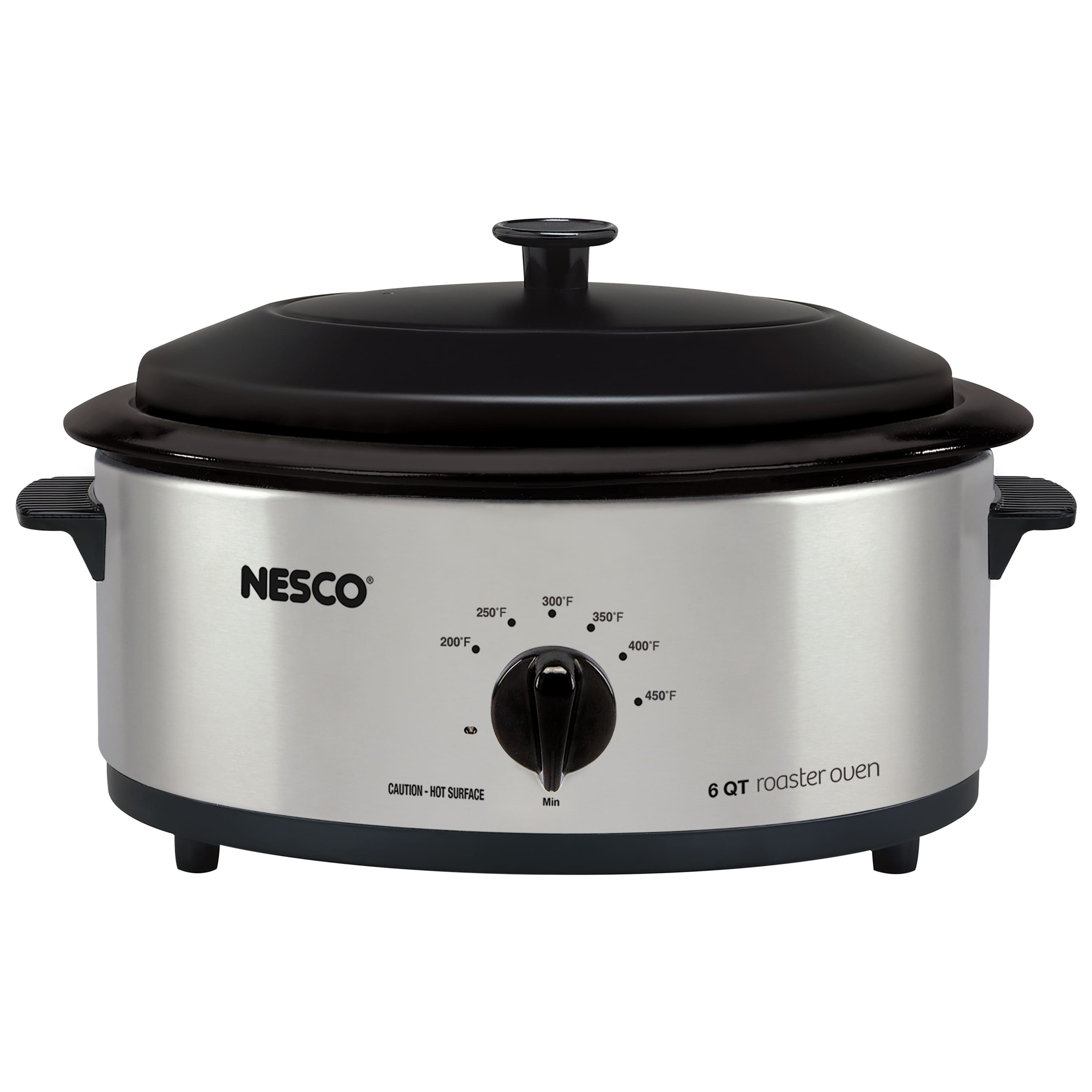 Nesco - 6-qt. Stainless Steel Roaster Oven with Porcelain Cookwell - Silver