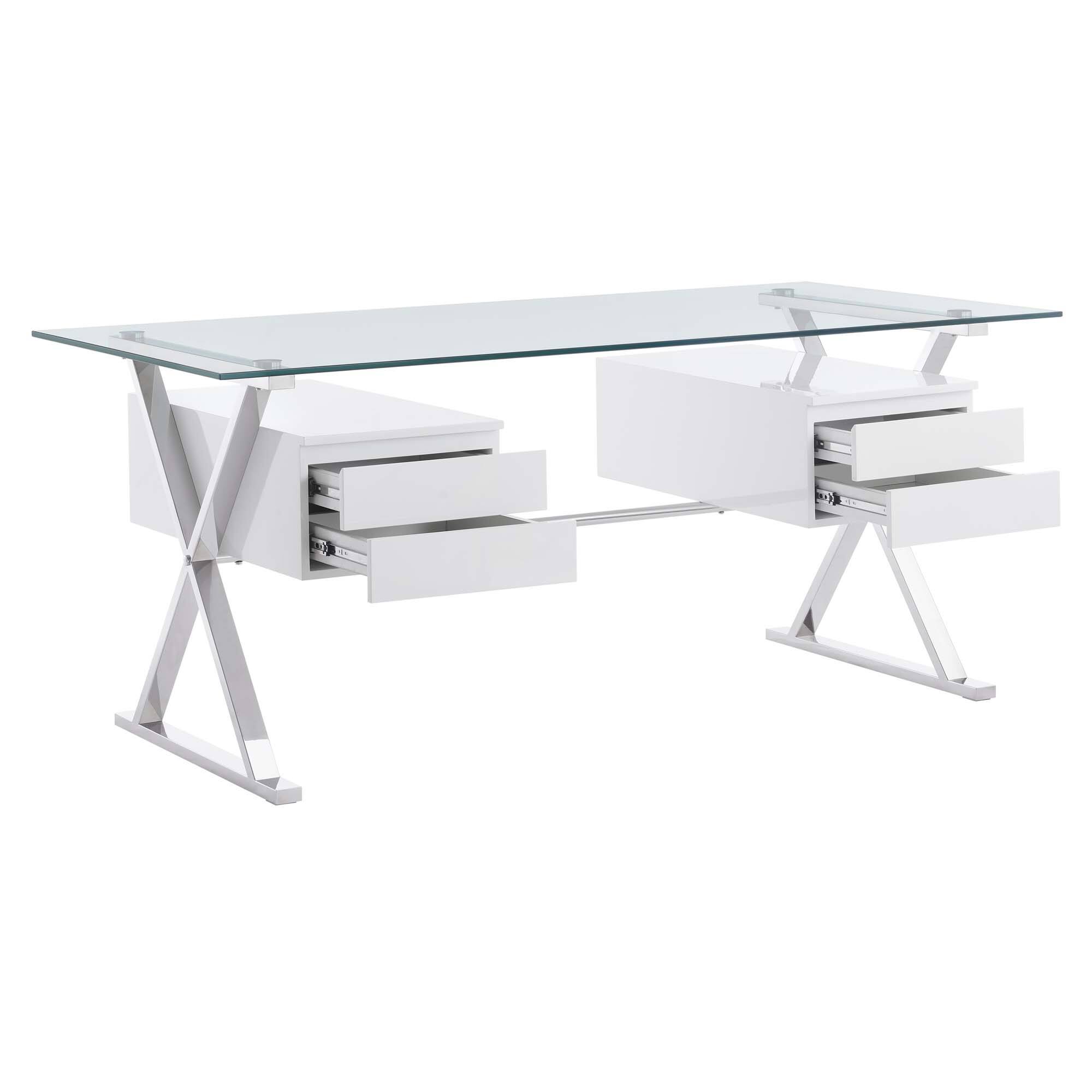 Left. Modway - Sector 71" Glass Top Glass Office Desk by Modway - White.