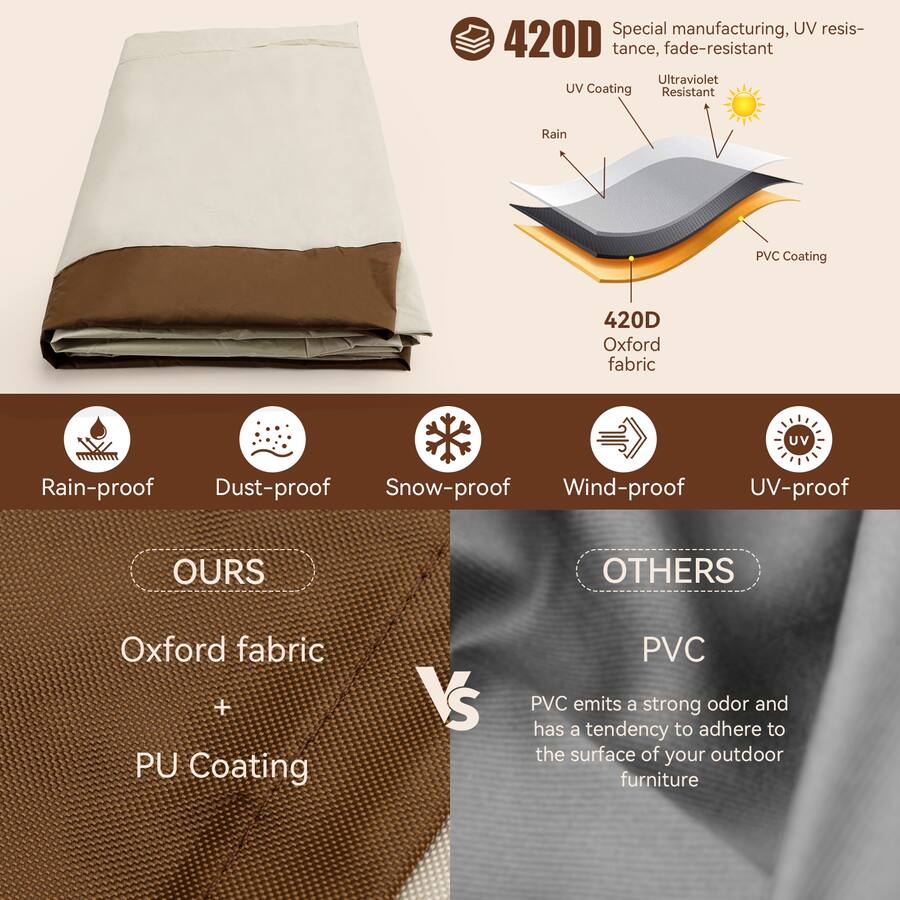 Rectangle Drawstring Covers Topteng 420D Waterproof Square Patio Furniture Cover Heavy Duty Oxford ...