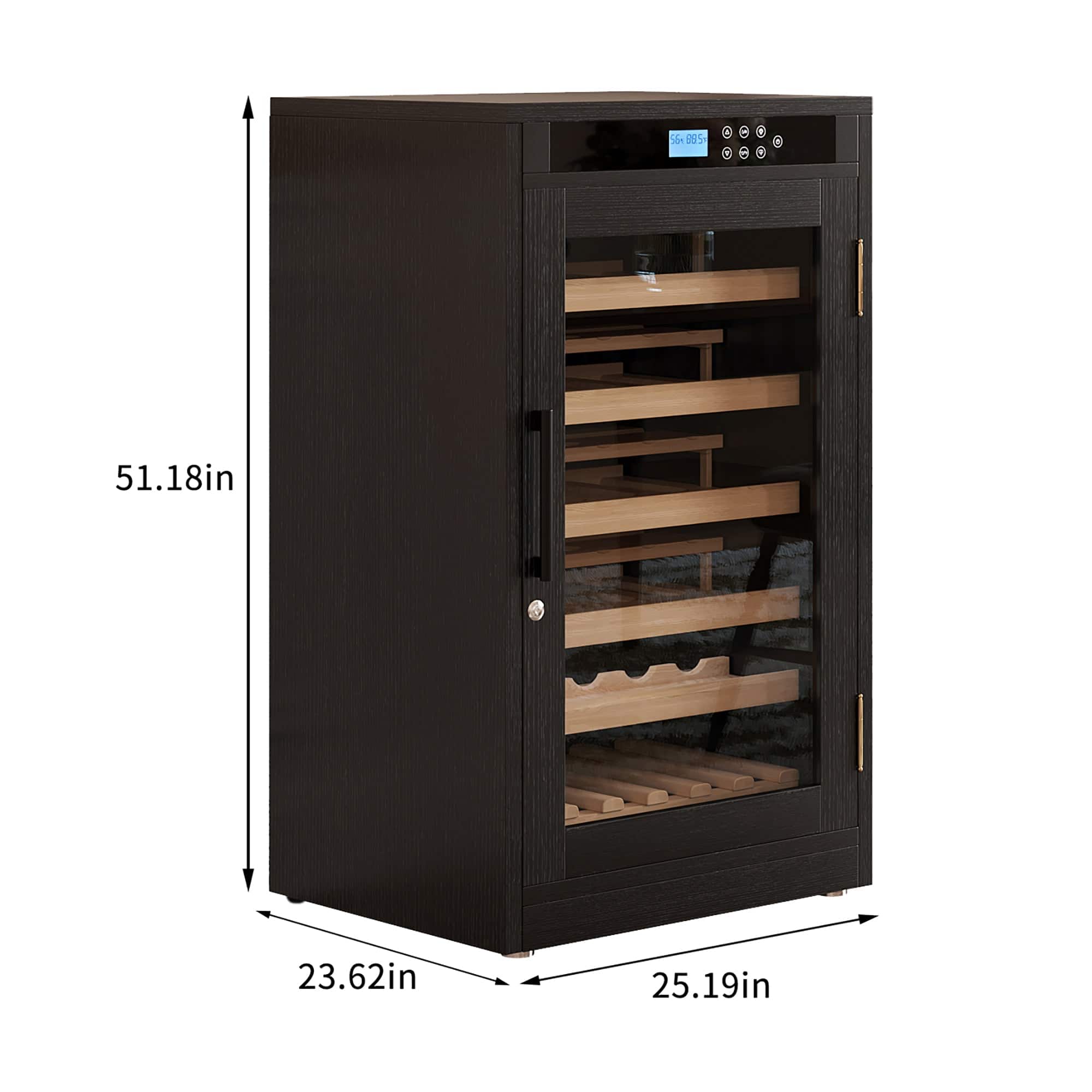 Boyel Living - LED Touch Screen Wine Cabinet Wood Finish Constant Temperature Double Glass Low Noise - Black