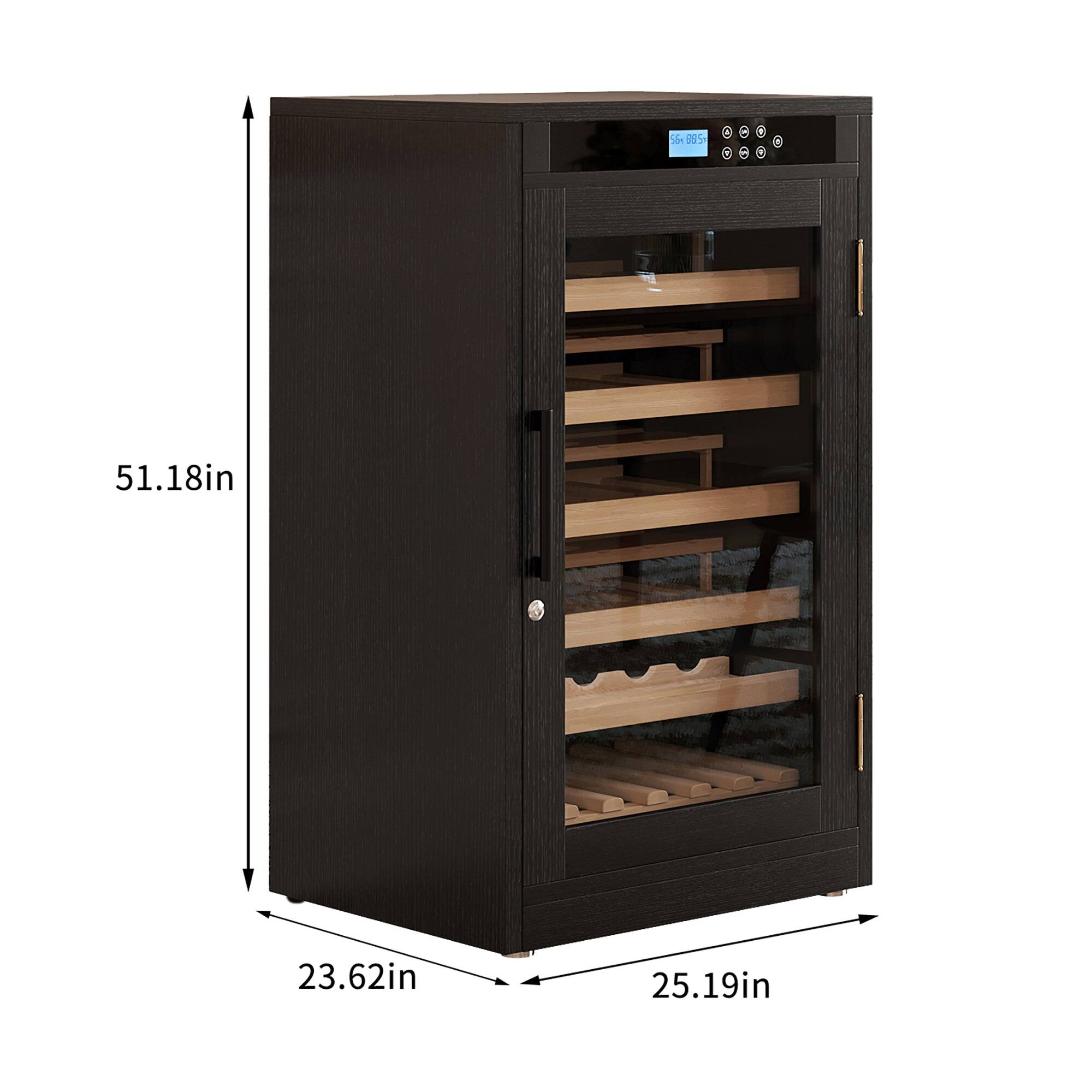 Boyel Living - LED Touch Screen Wine Cabinet Wood Finish Constant Temperature Double Glass Low Noise - Black