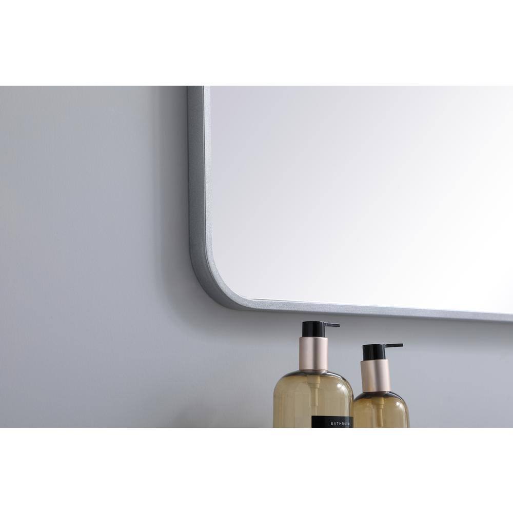 Alt View 2. Elegant Decor - Soft corner metal rectangular mirror 36x40 inch in Silver - Silver.