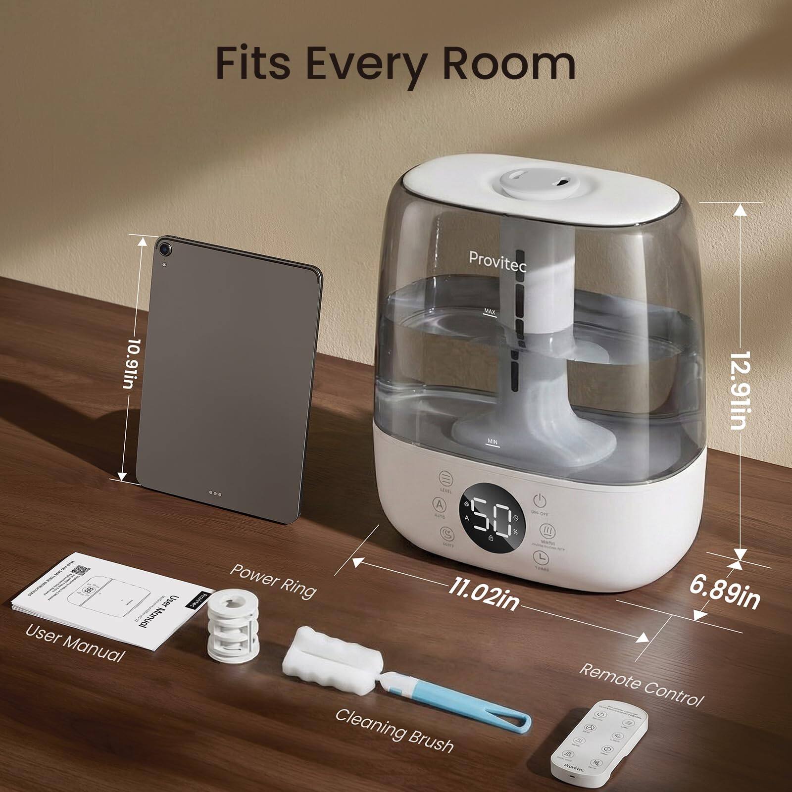 Fits Every Room  
Provitec MAI 10.91in 1408 A 02 & 5 % & : Power Ring 11.02in  
Monuol User Manual Cleaning Brush 12.91in 6.89in Remote Control