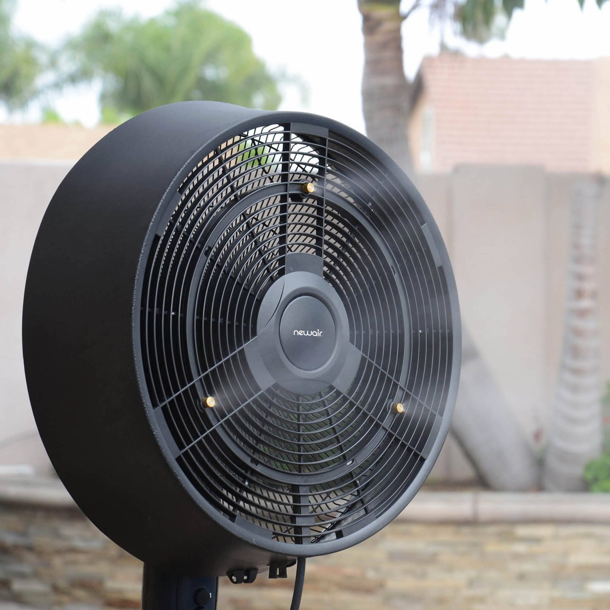 Alt View 8. NewAir - Outdoor Misting Fan and Pedestal Fan Combination, 600 sq. ft. With 3 Fan Speeds, Connects Directly to Your Hose - Black.