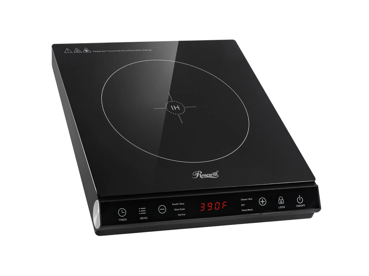 Rosewill - Portable Induction Cooktop, 6 Modes, 12-Hr Timer, Child Lock, Auto Shutoff, Electric Stove for Home, Dorm, RV - Black